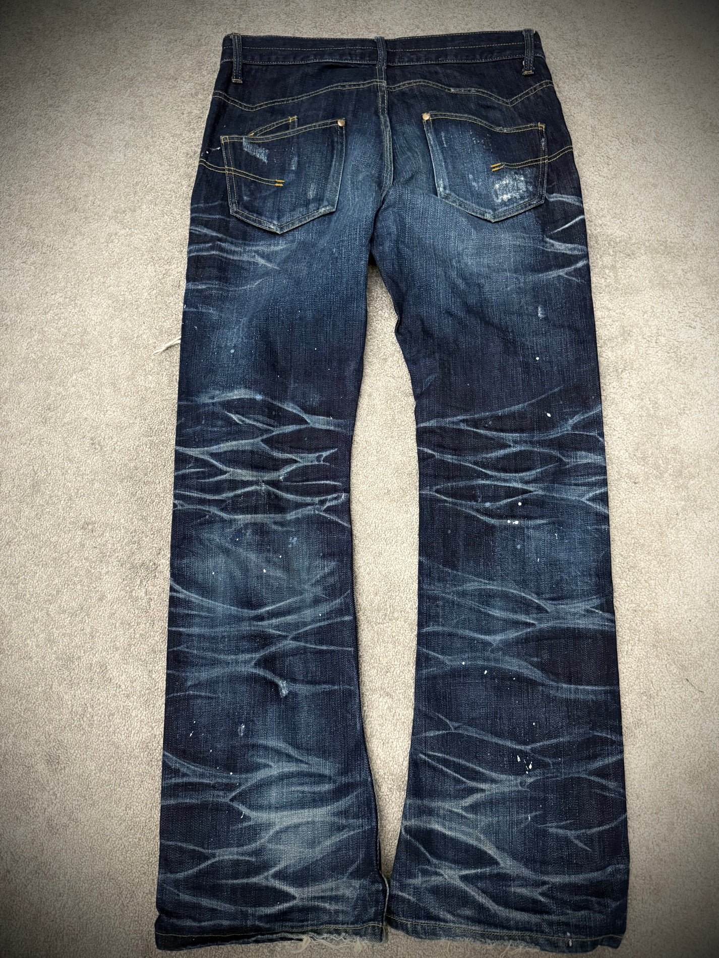 Jack Rose x Luv Maison ocean whisker washed distressed flared denim