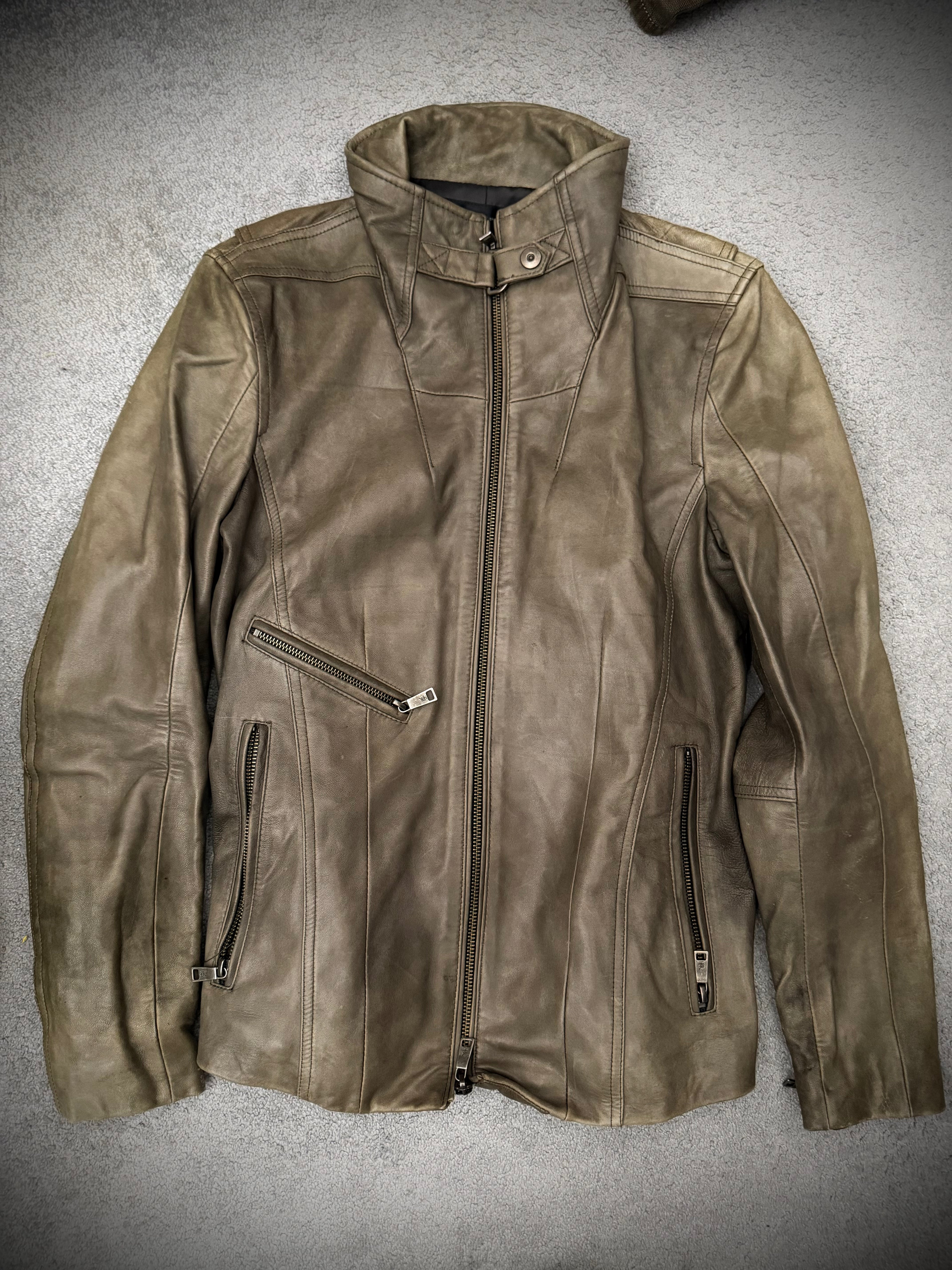 Schlussel HIGH NECK Emerald Leather Rider Jacket