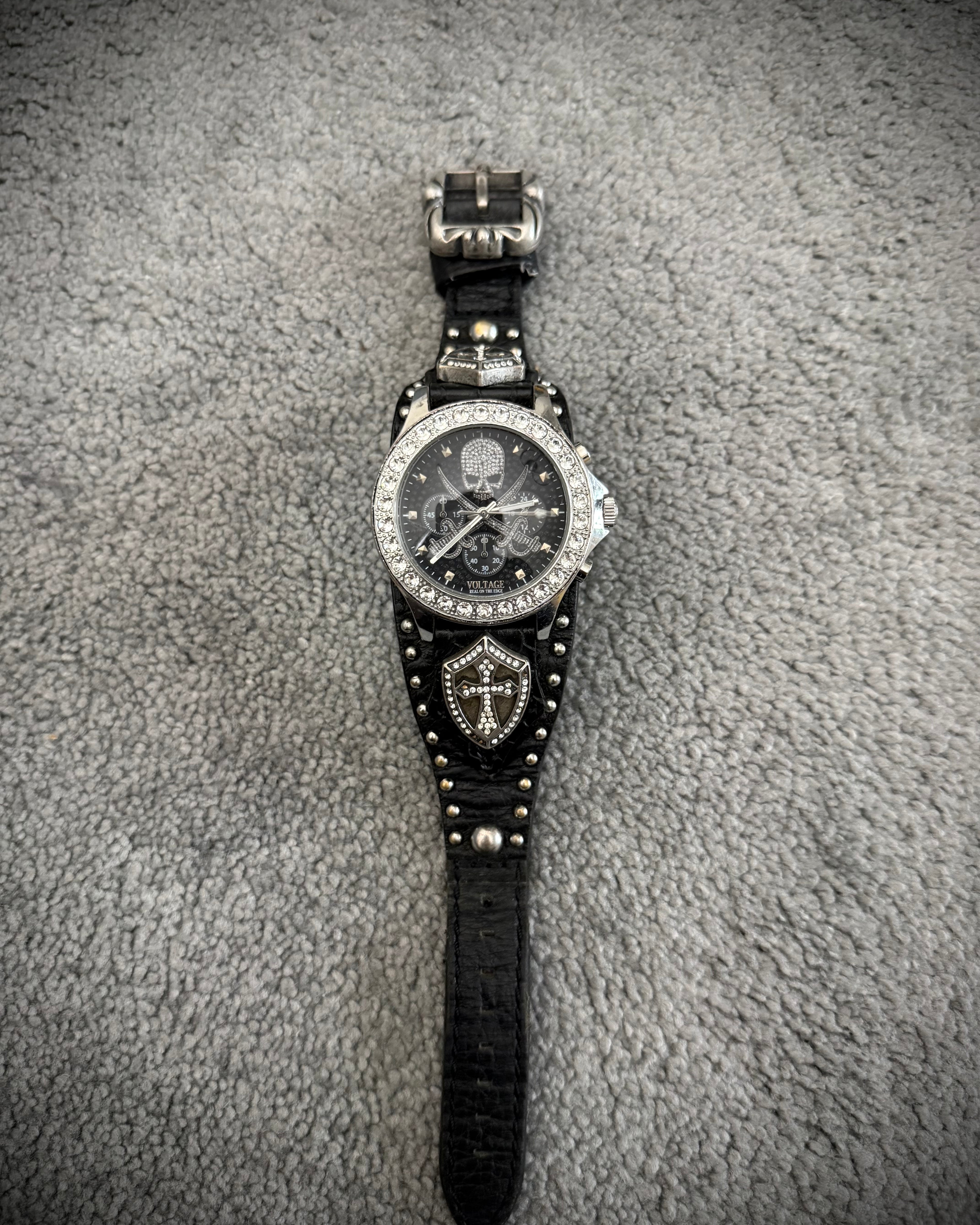 Voltage rhinestone skull watch