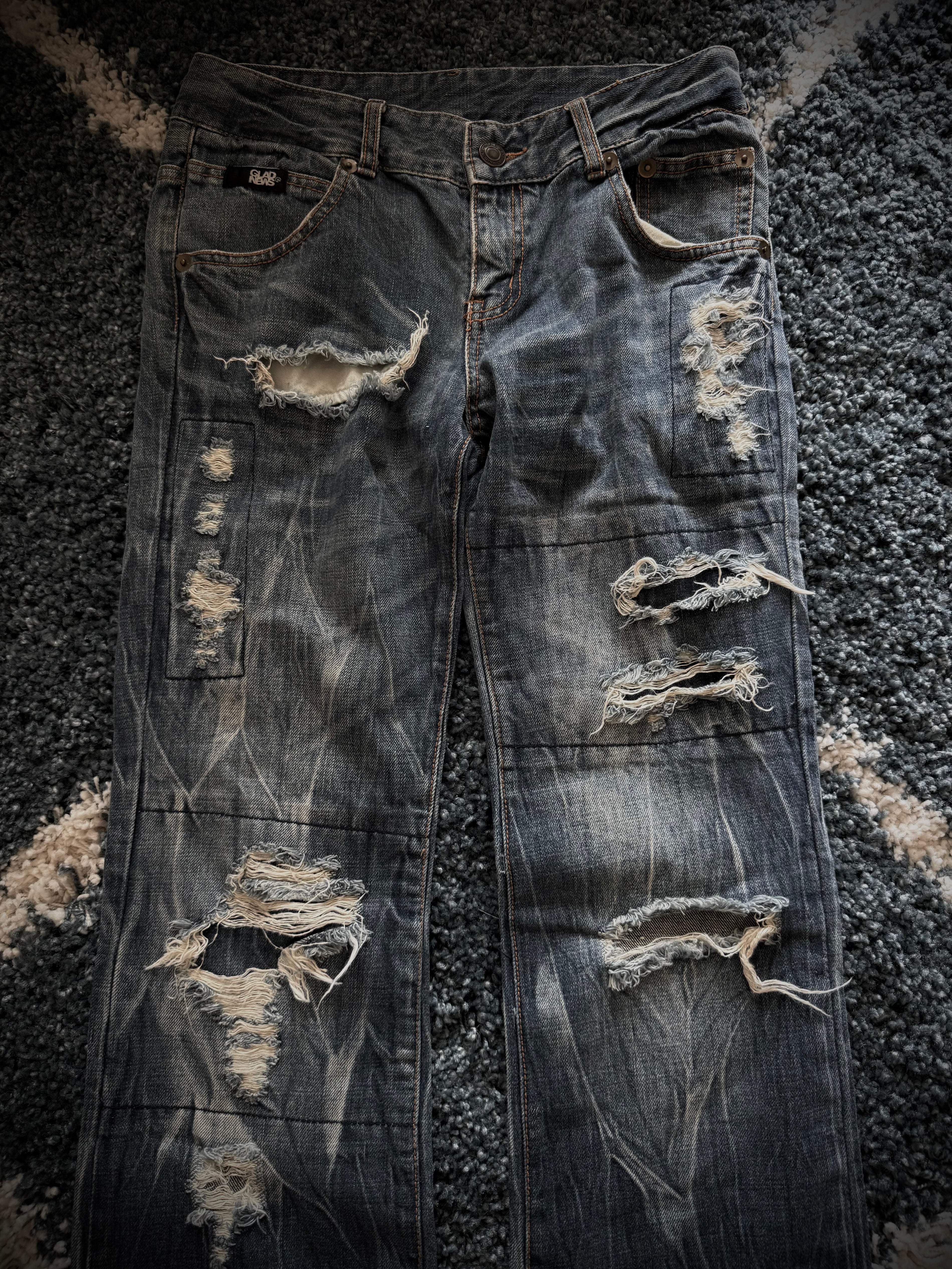 Glad News Ocean washed distressed flared jeans