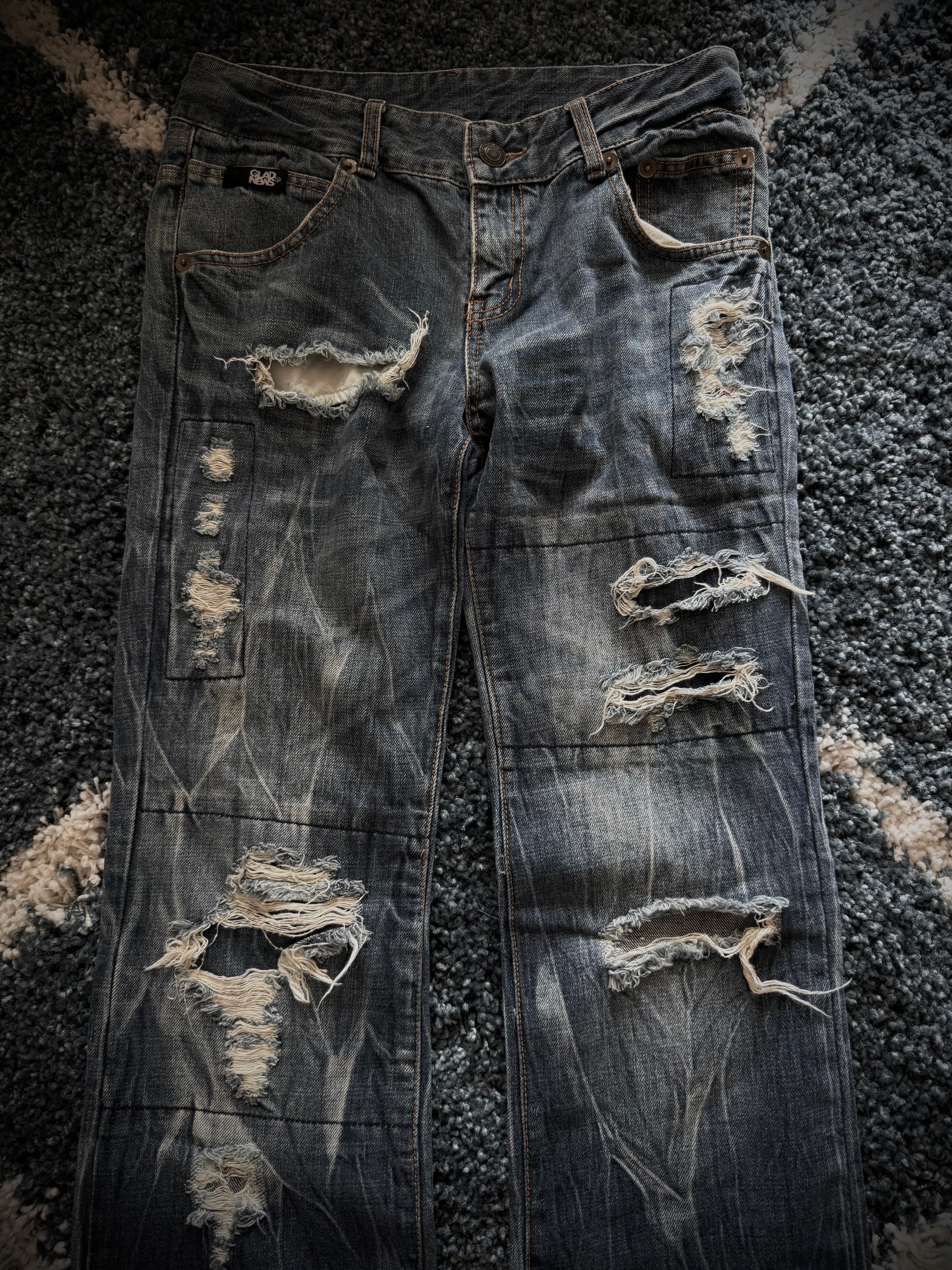 Glad News Ocean washed distressed flared jeans
