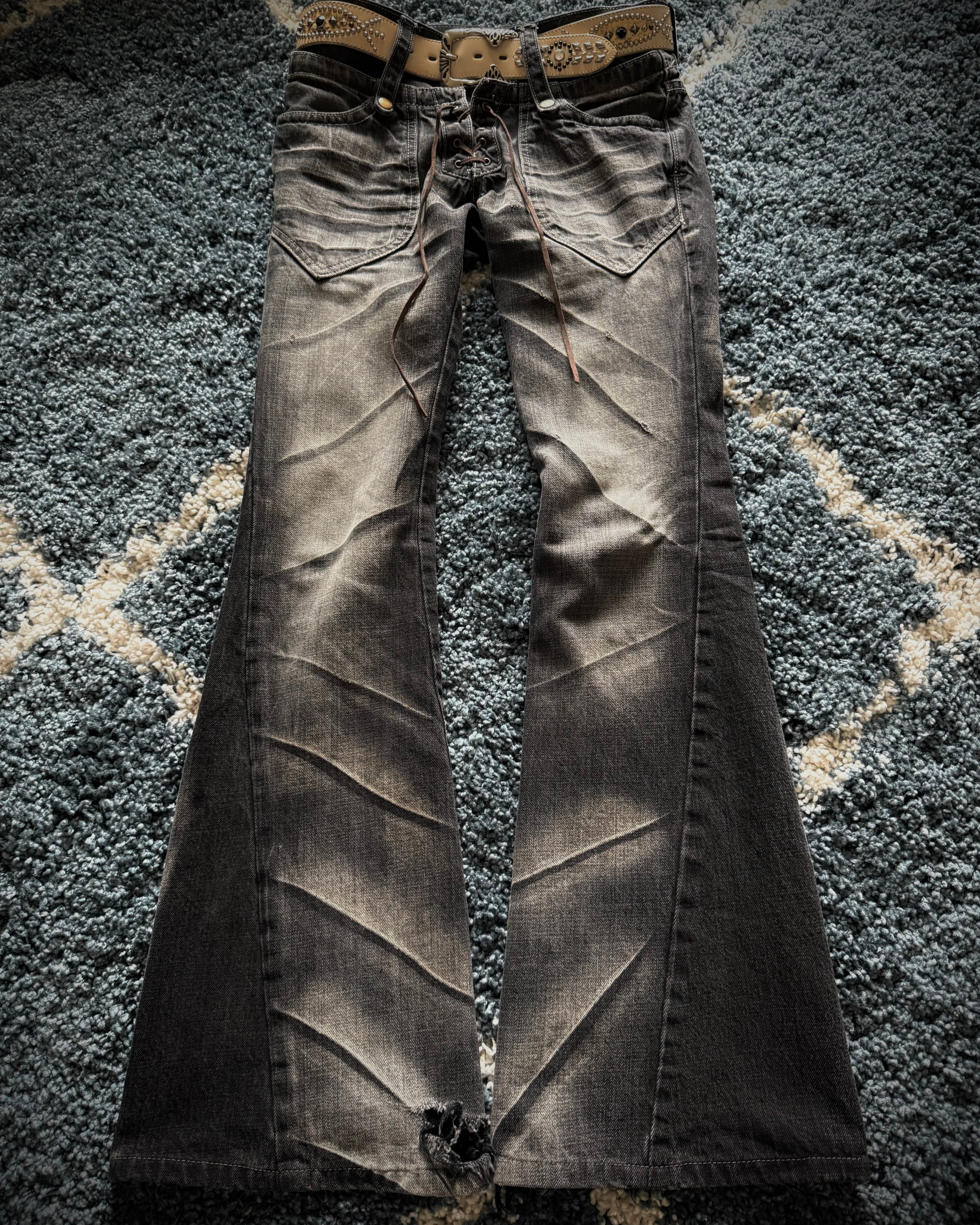 Personal Collection 00‘s Tornado Mart double waisted laced up flared denim