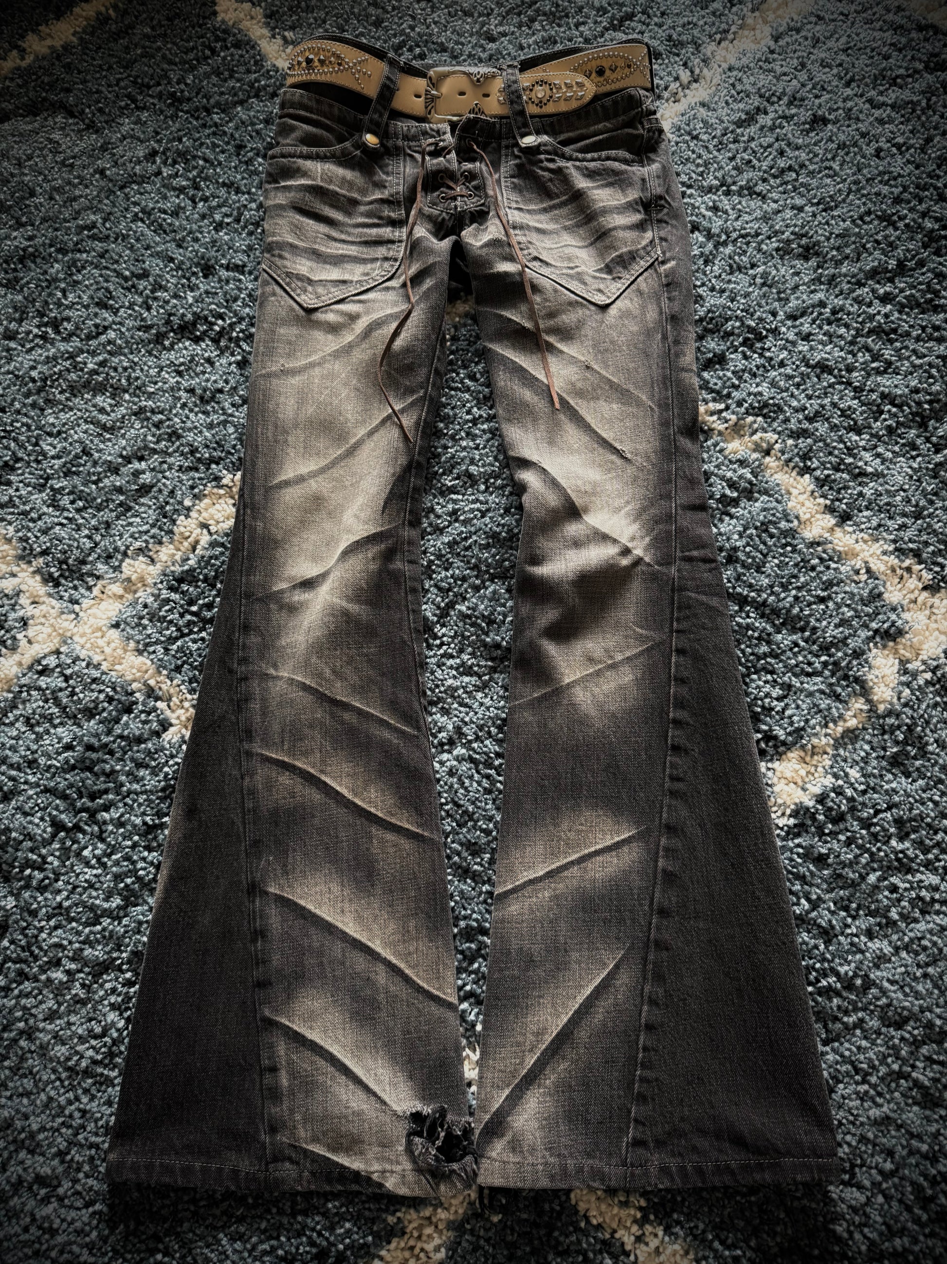 Personal Collection 00‘s Tornado Mart double waisted laced up flared denim