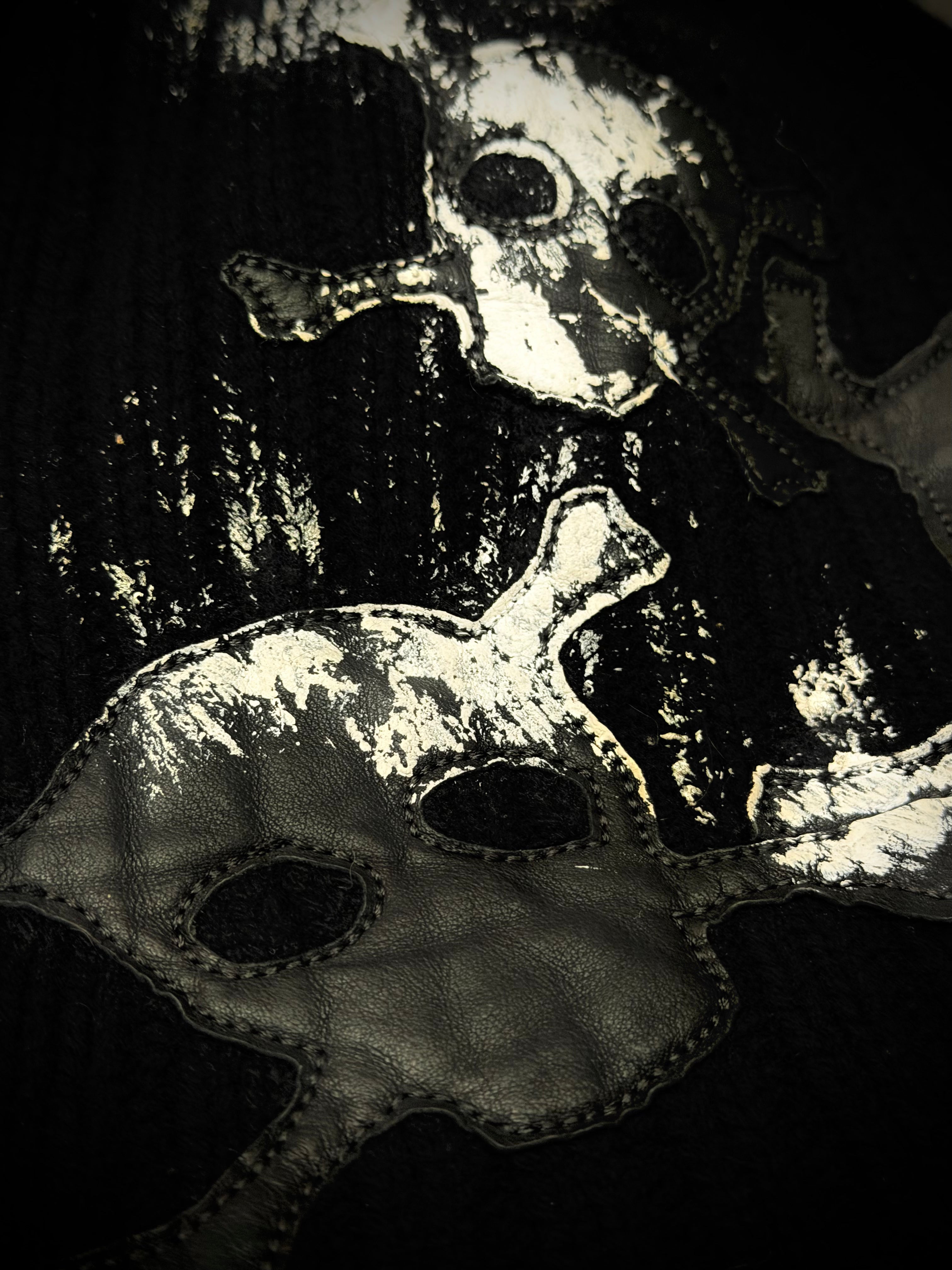 L.G.B. skull Leather Patched Beanie