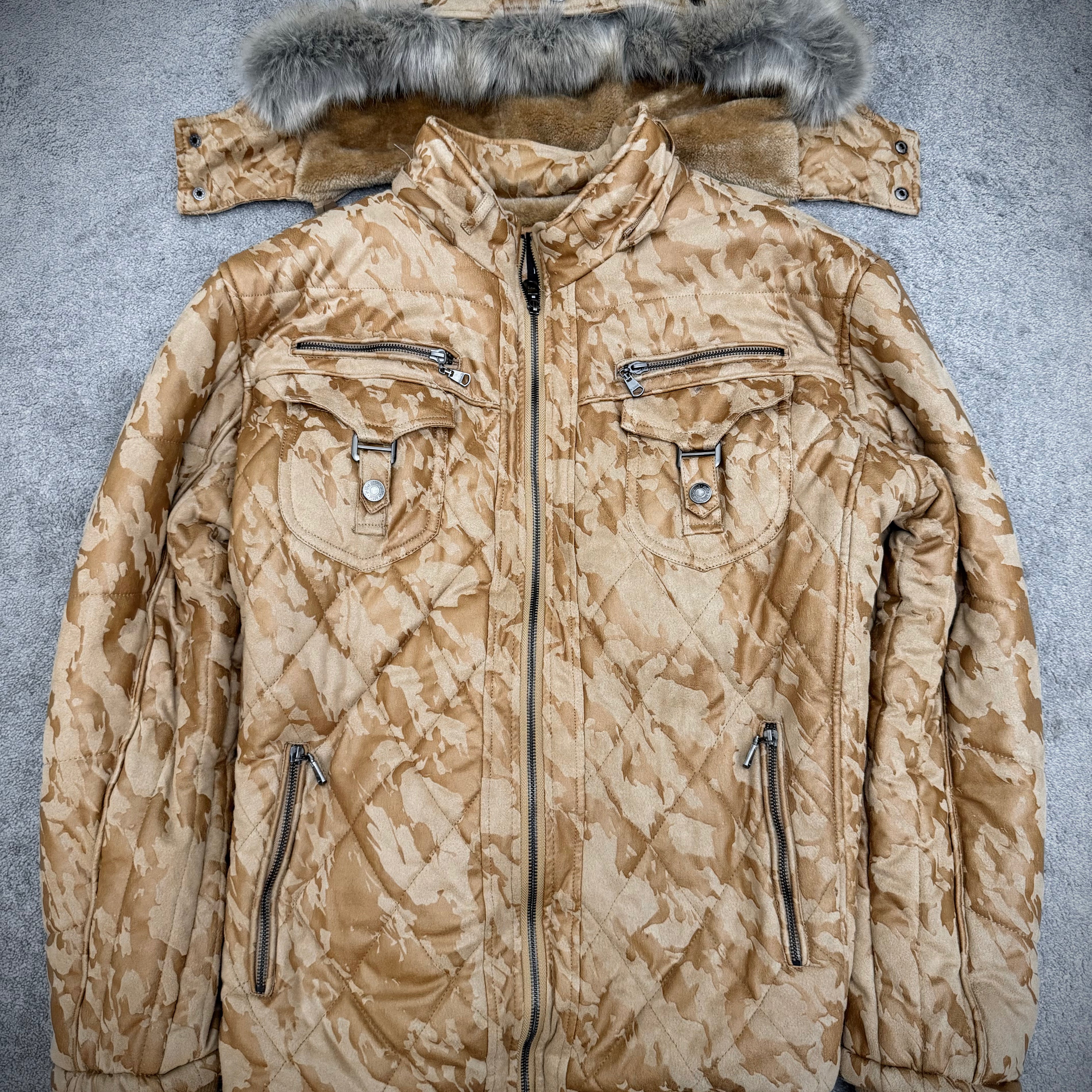 In the attic Full Fur Interior Detachable Hood Puffer Jacket