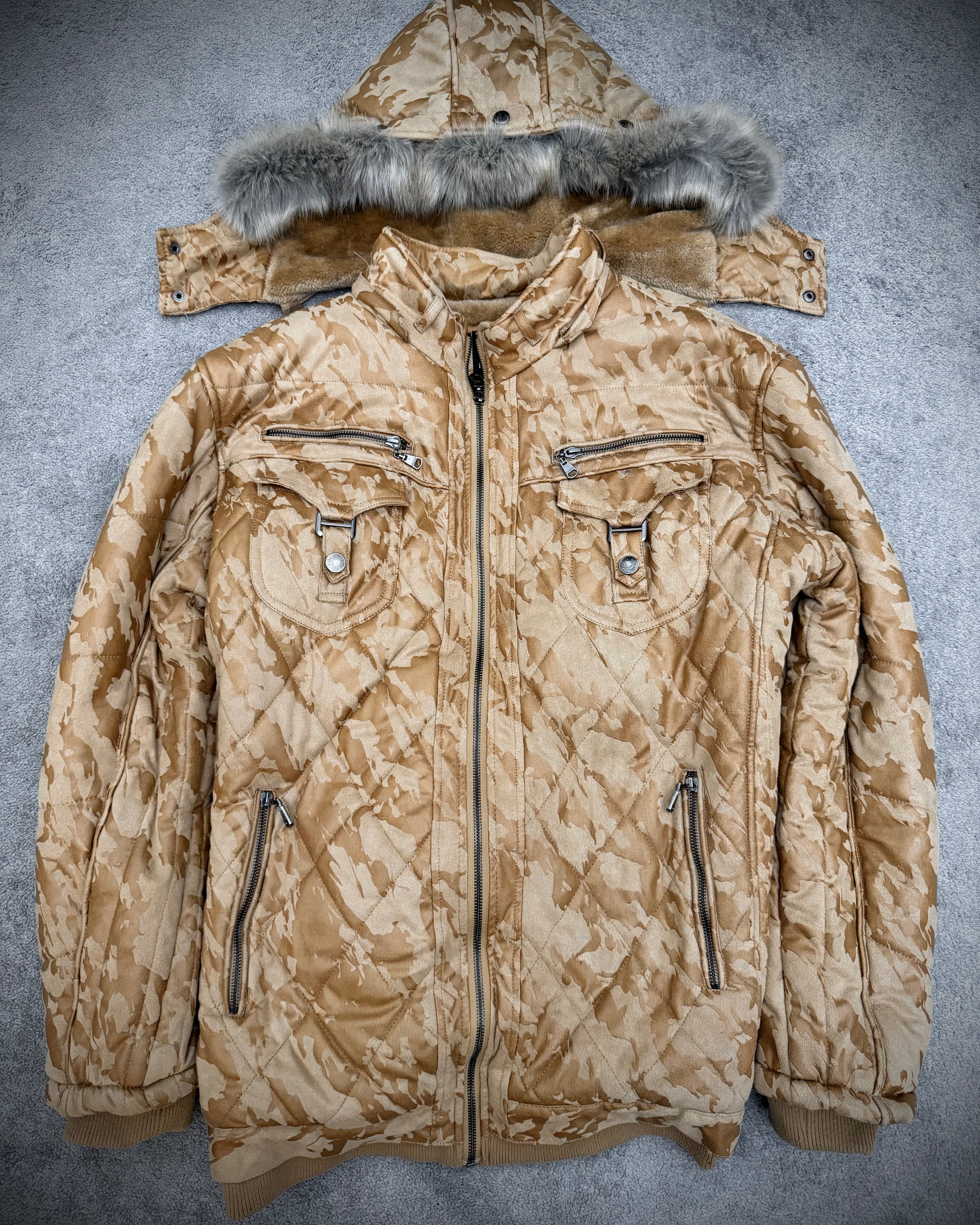 In the attic Full Fur Interior Detachable Hood Puffer Jacket