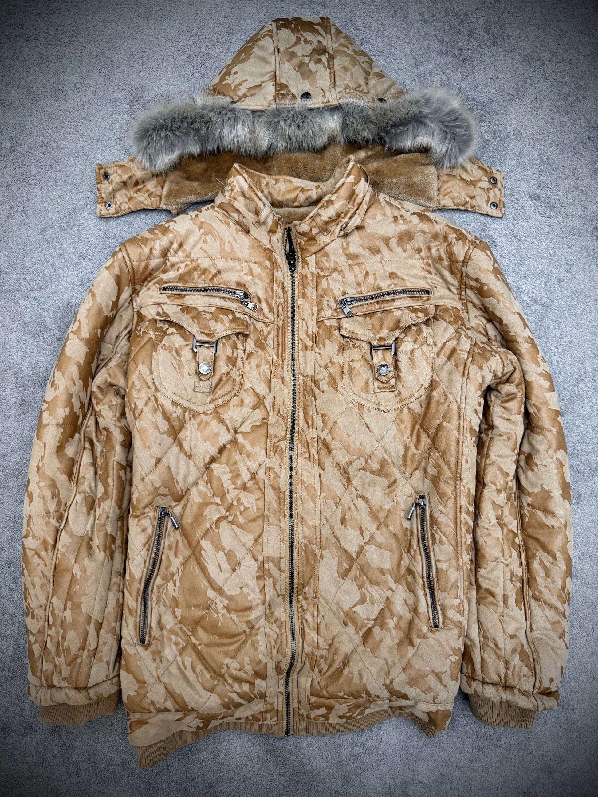 In the attic Full Fur Interior Detachable Hood Puffer Jacket