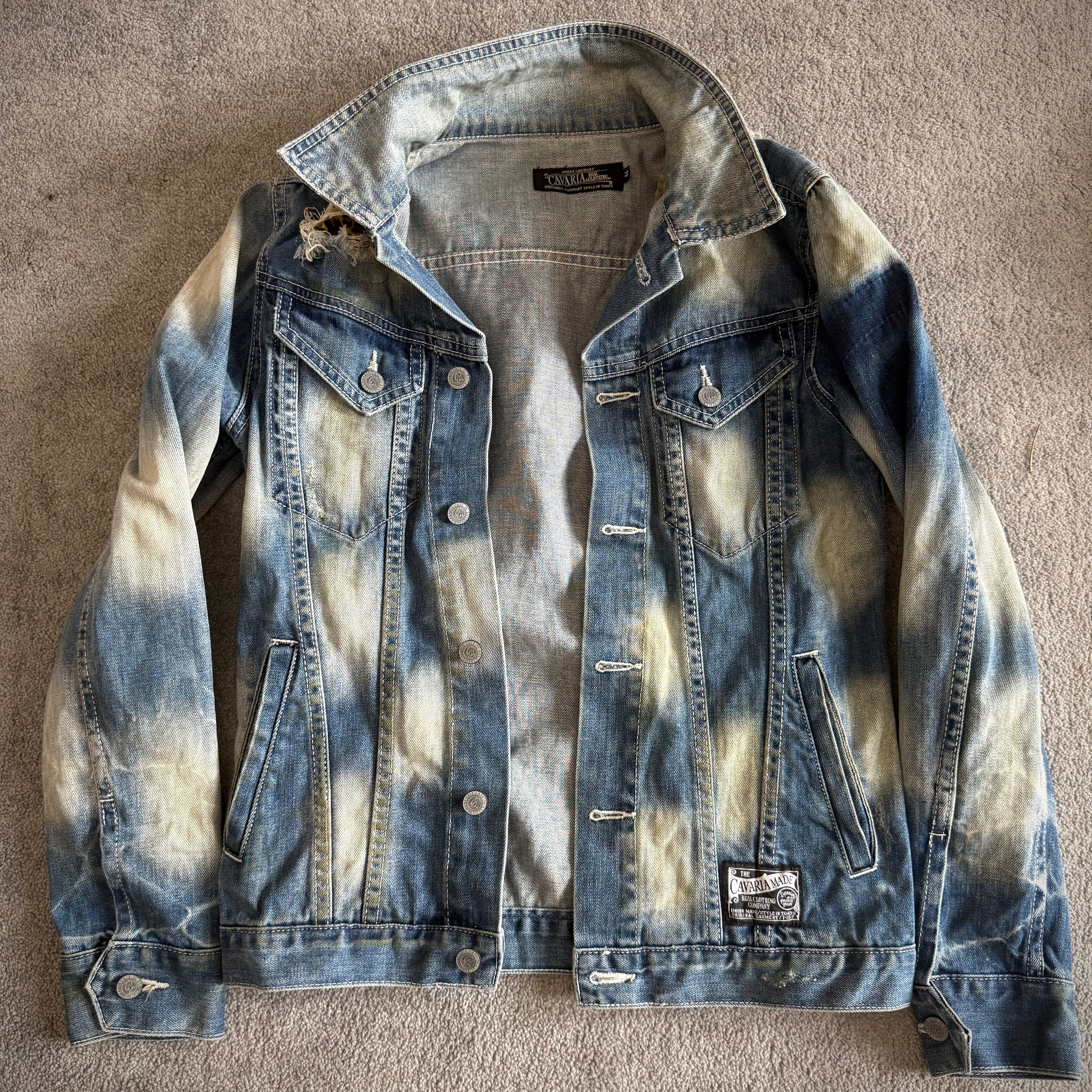 Cavaria Leopard distressed denim jacket