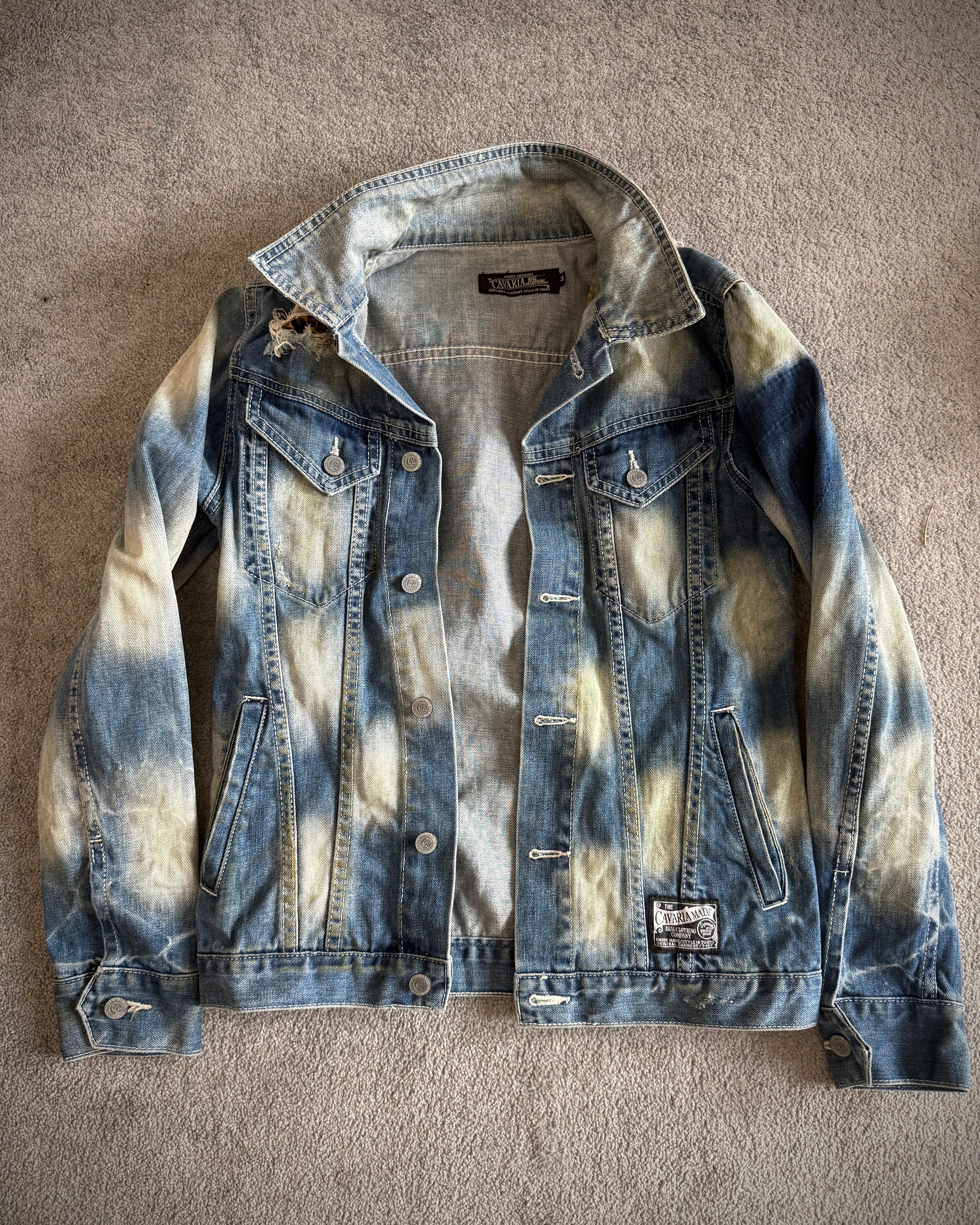 Cavaria Leopard distressed denim jacket