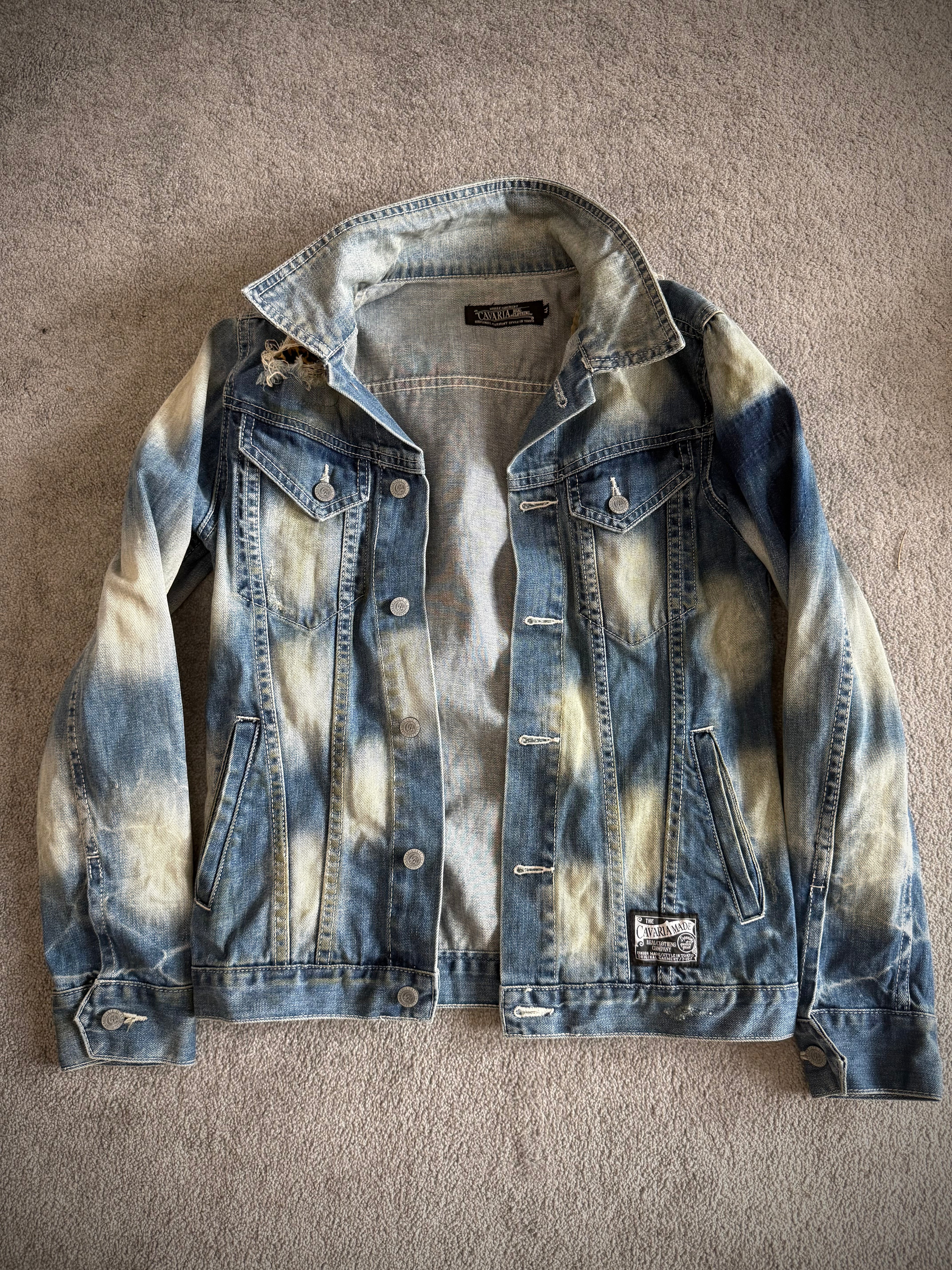 Cavaria Leopard distressed denim jacket