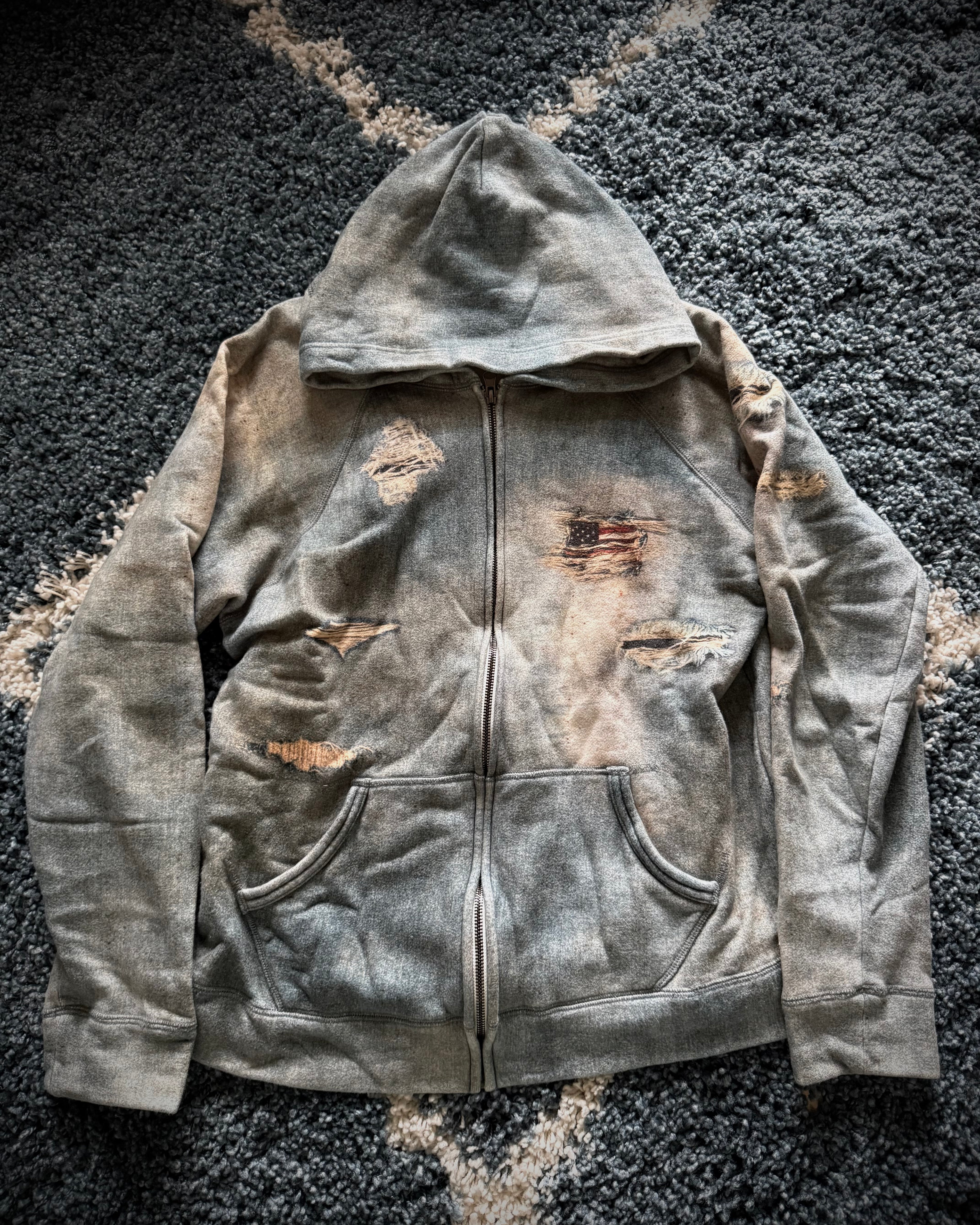 Jack Rose mud washed denim print jacket