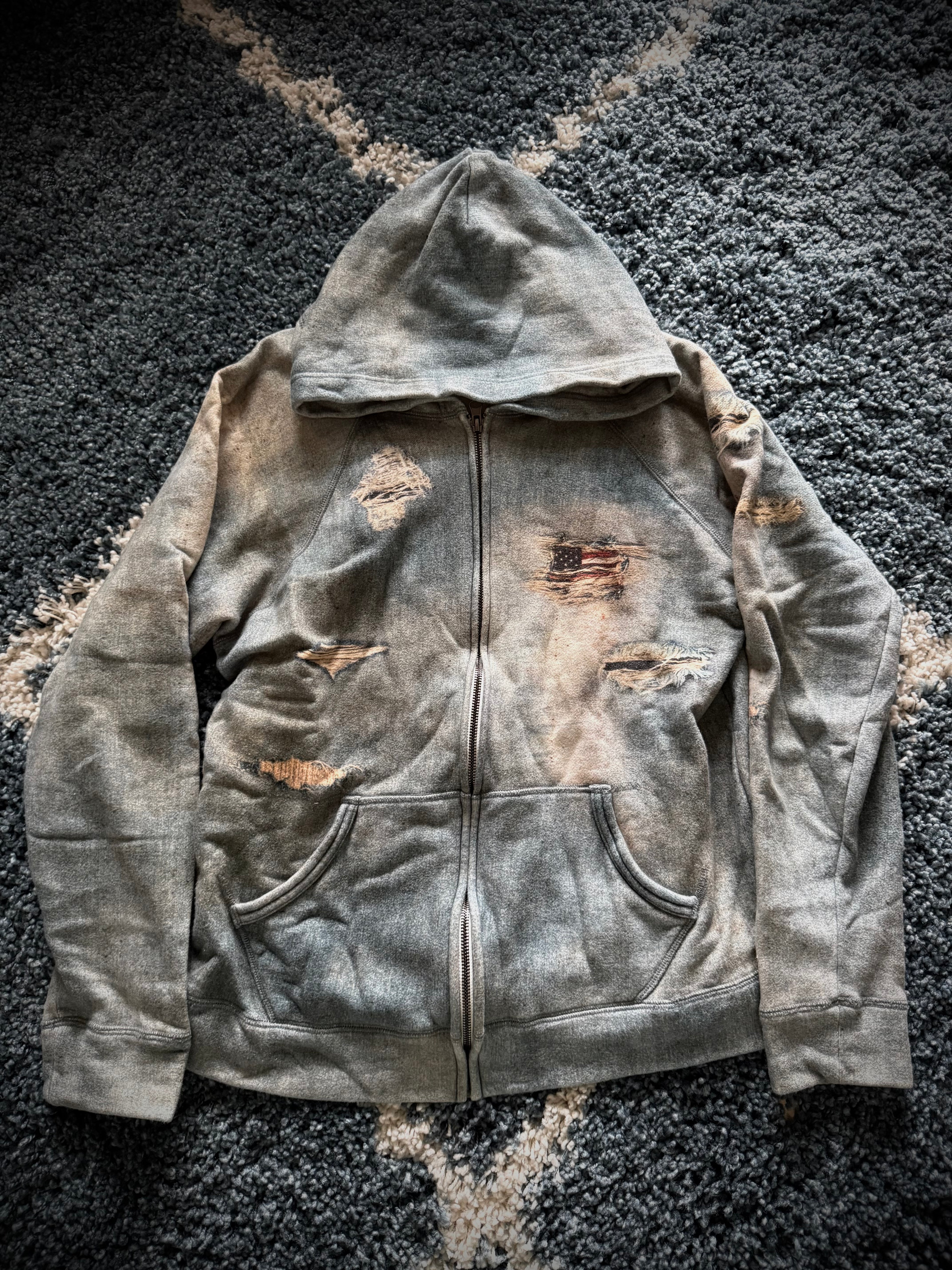 Jack Rose mud washed denim print jacket