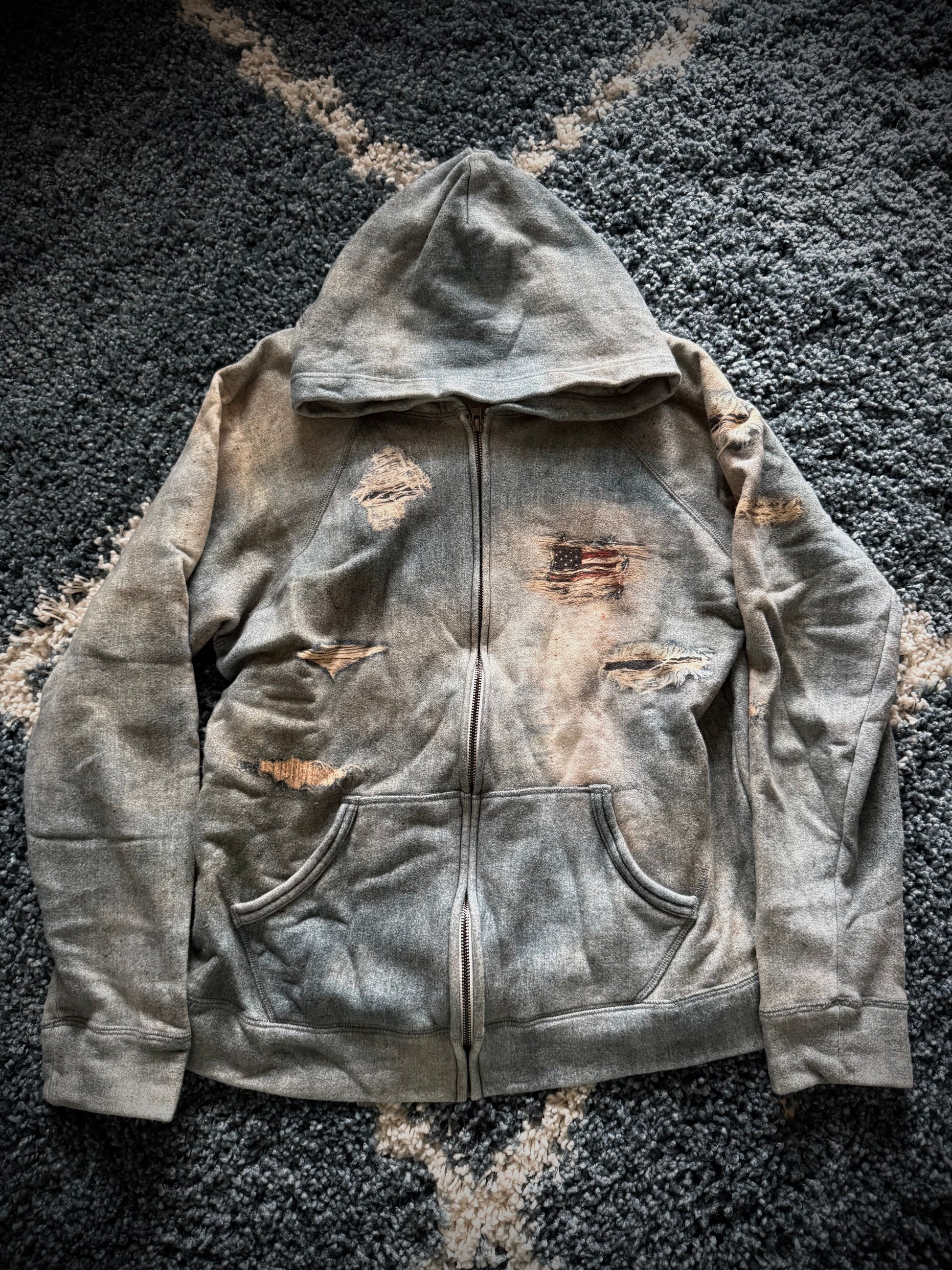Jack Rose mud washed denim print jacket