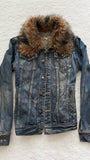 Lagust Studded Muddy Fur Denim Jacket