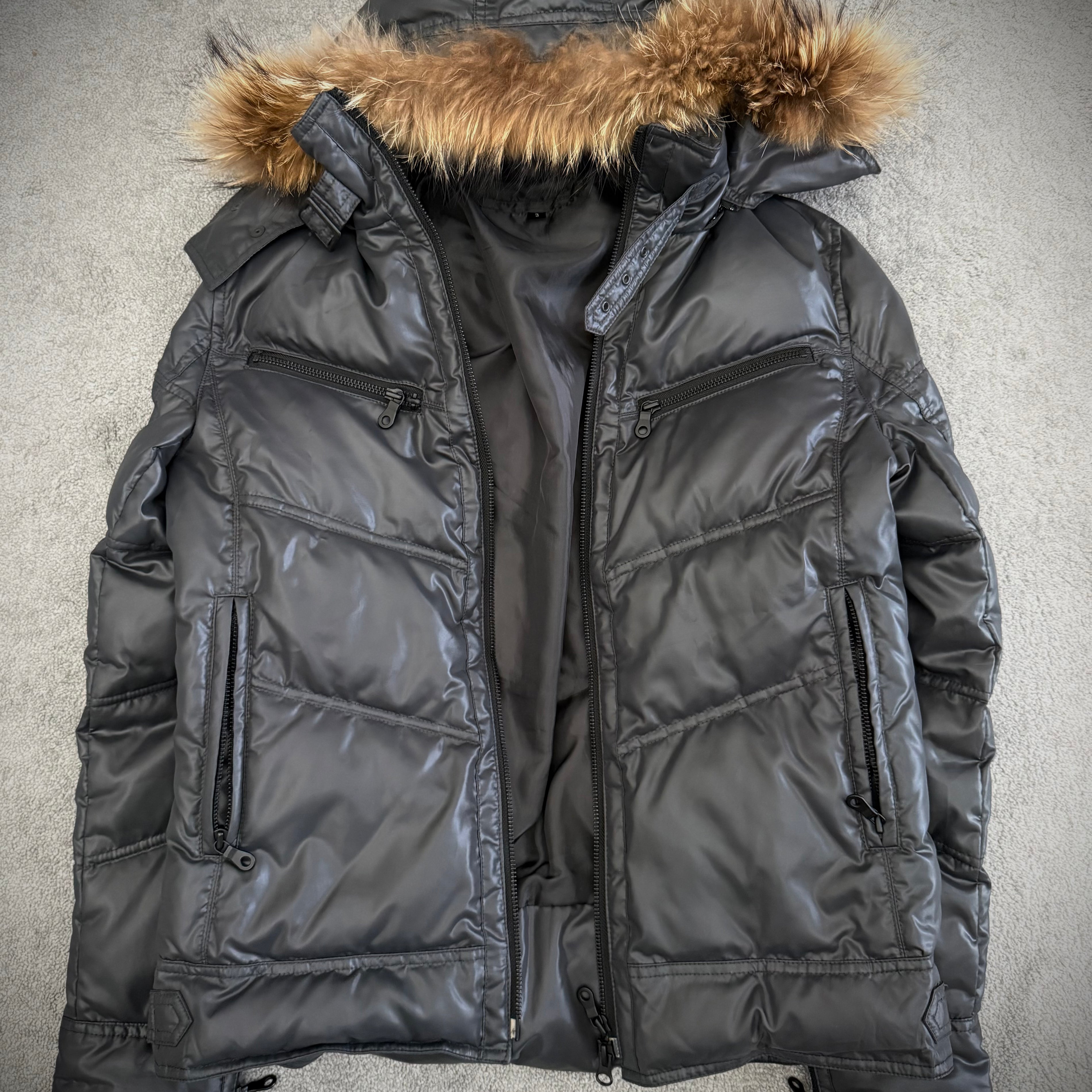 Schlussel lilaq Bondadge detachable hood fur puffer jacket