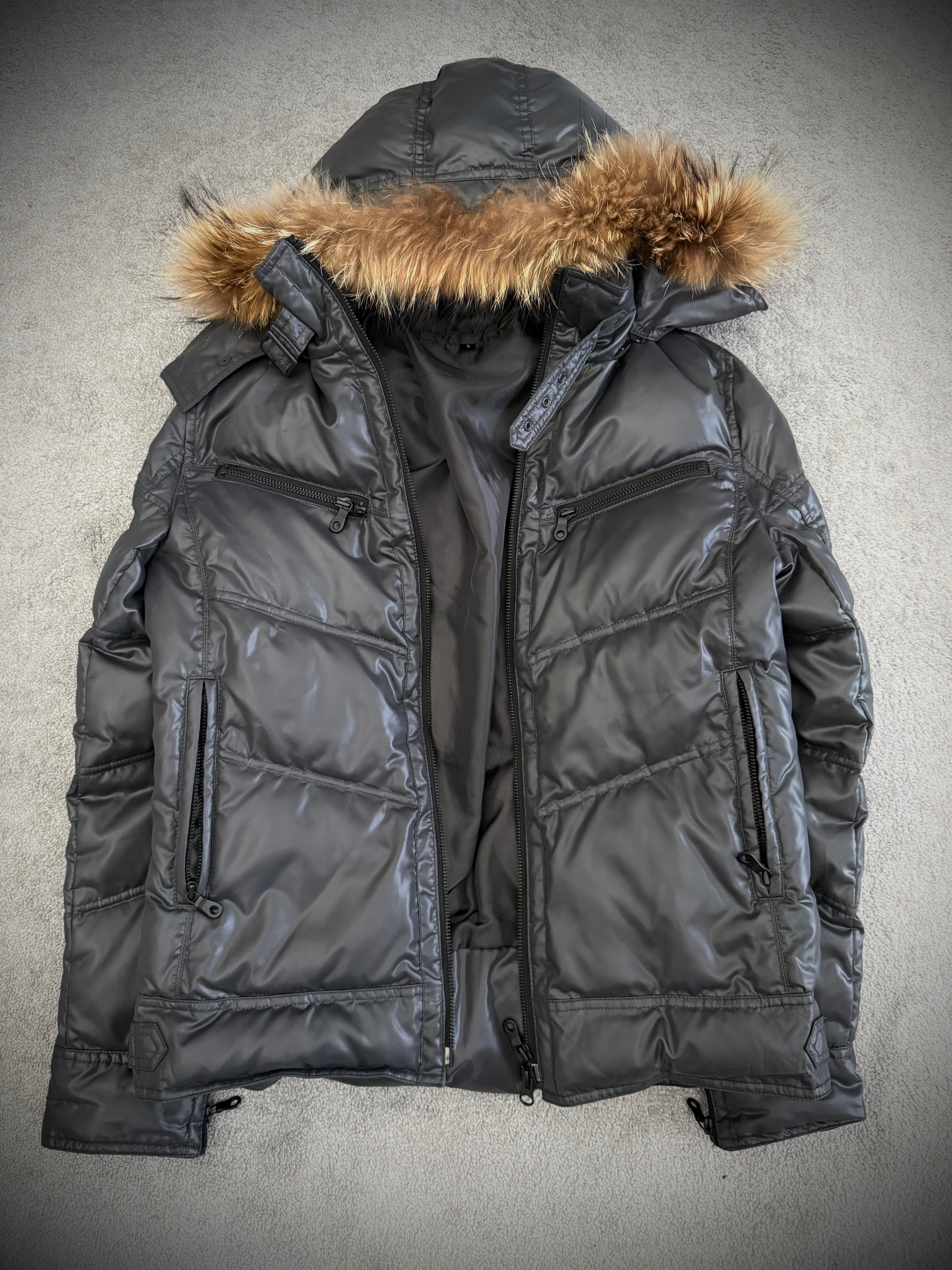 Schlussel lilaq Bondadge detachable hood fur puffer jacket