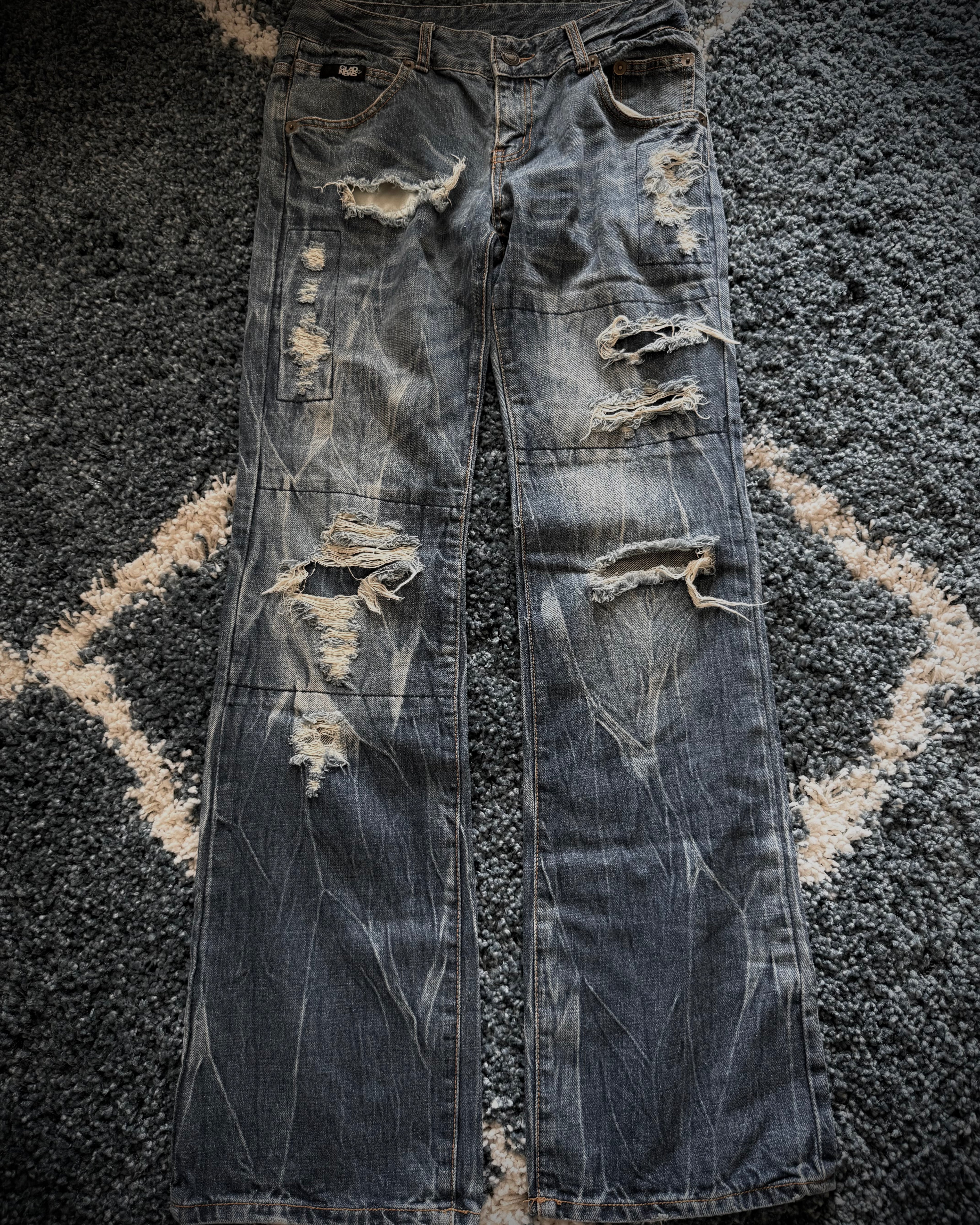 Glad News Ocean washed distressed flared jeans