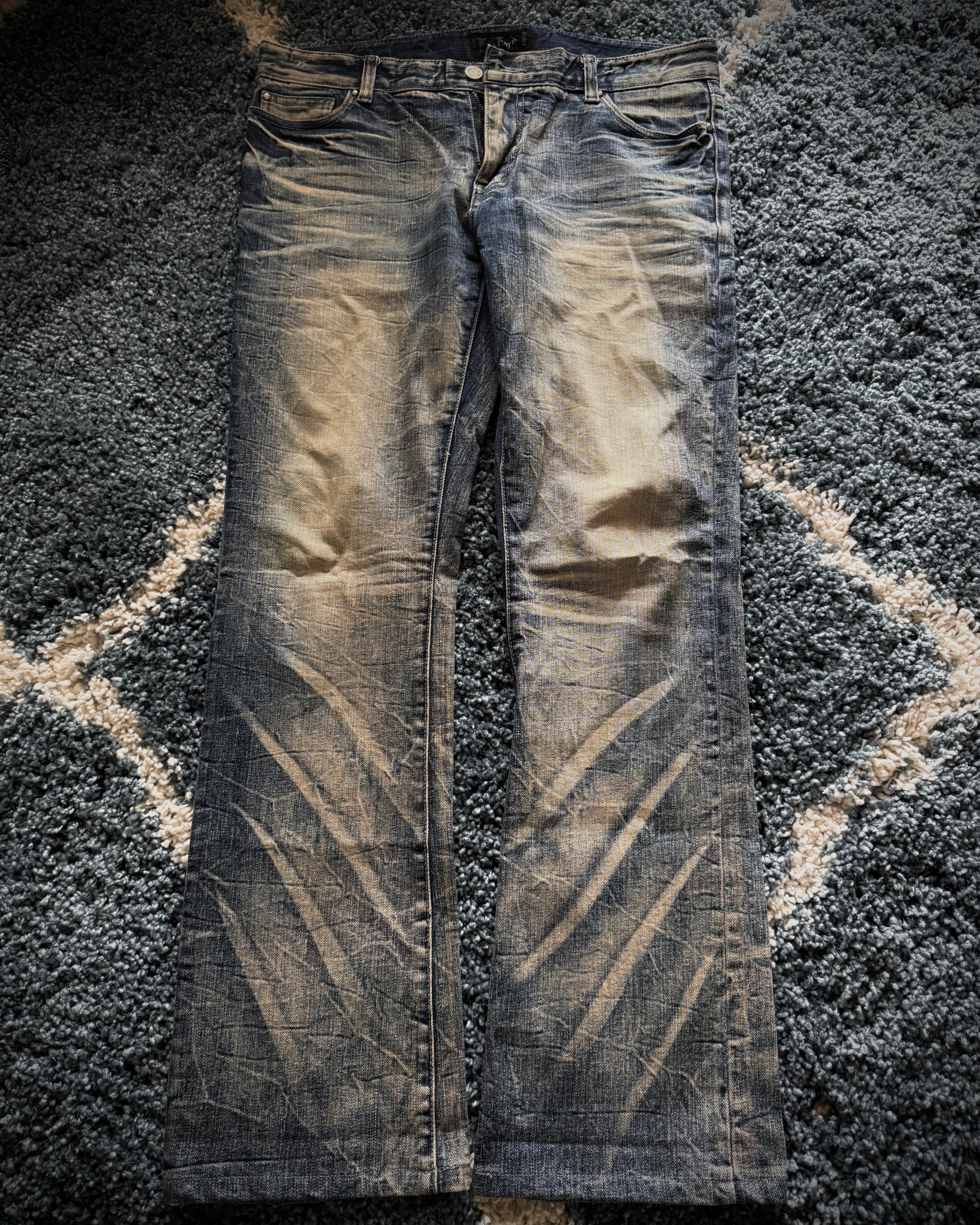 La Gate 2007 mud washed Clawmark flared jeans