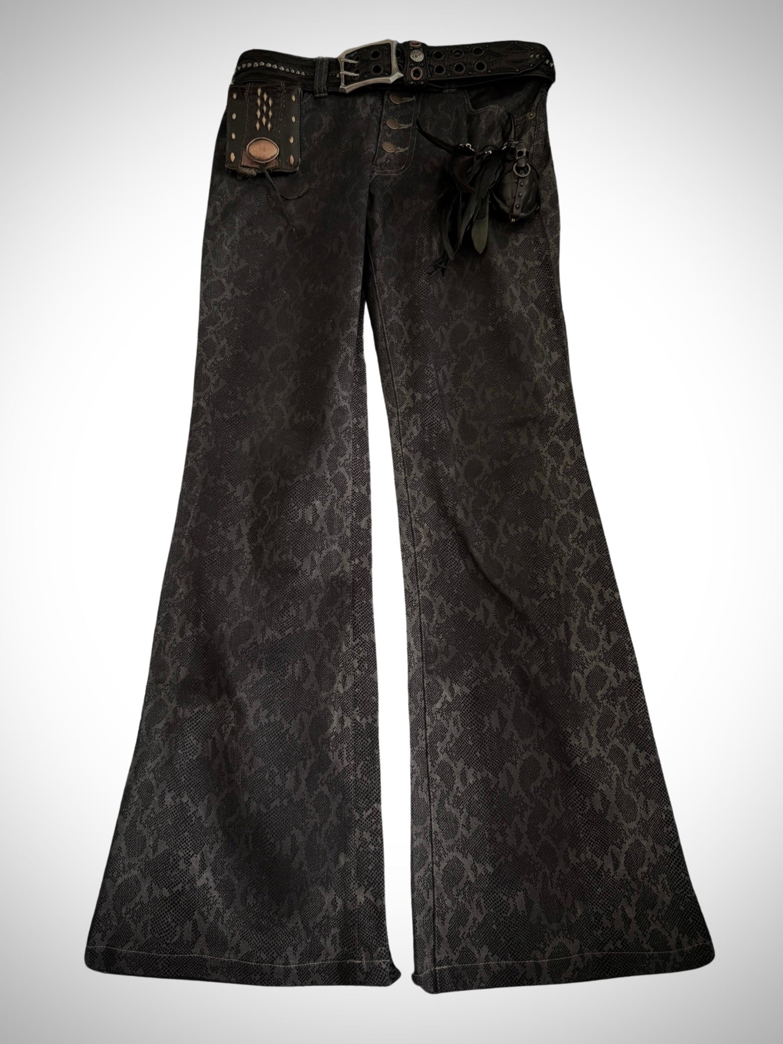 Tornado Mart Snakeskin flared pants