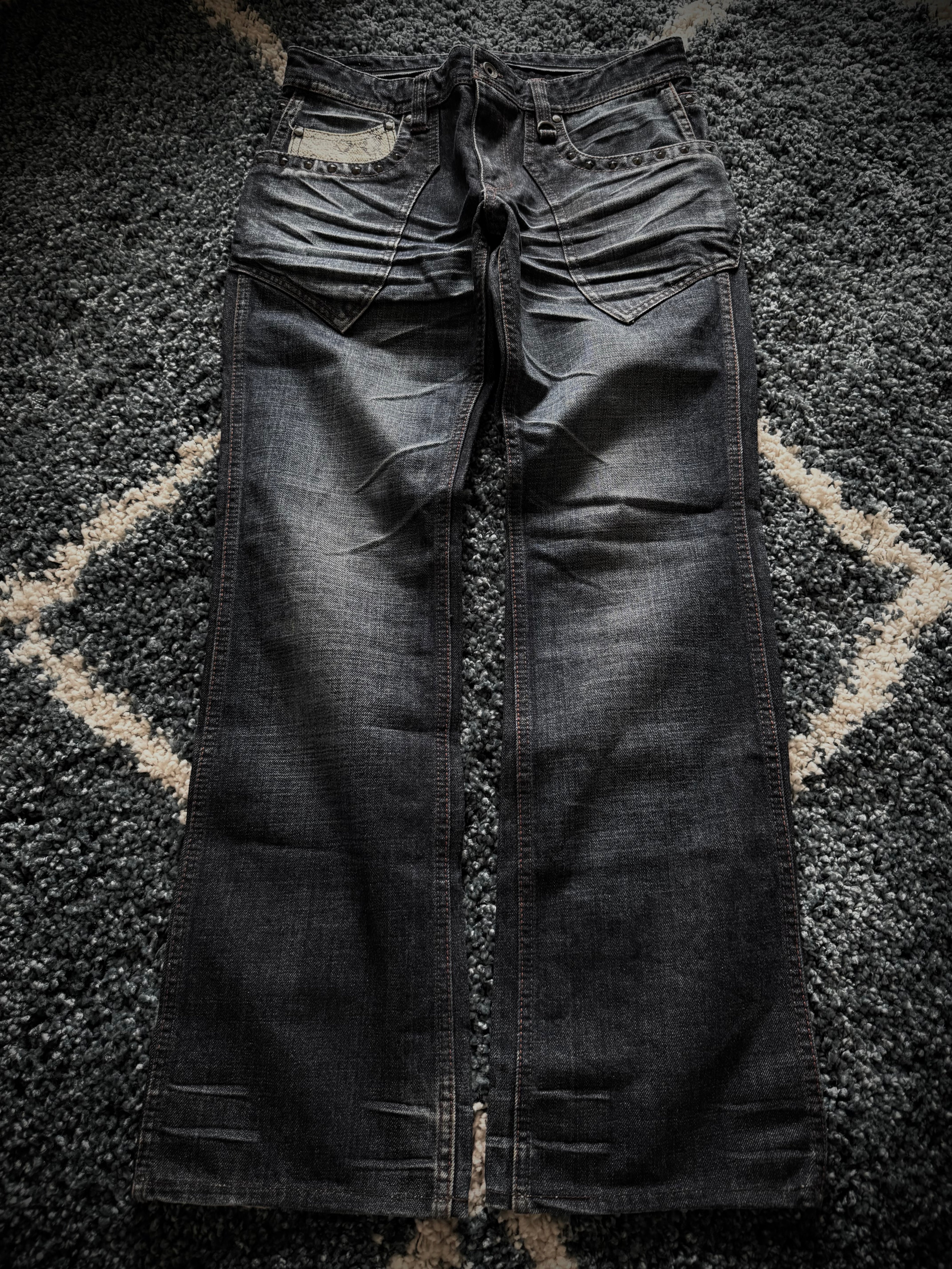 Nicole Club studded Snakeskin flared jeans
