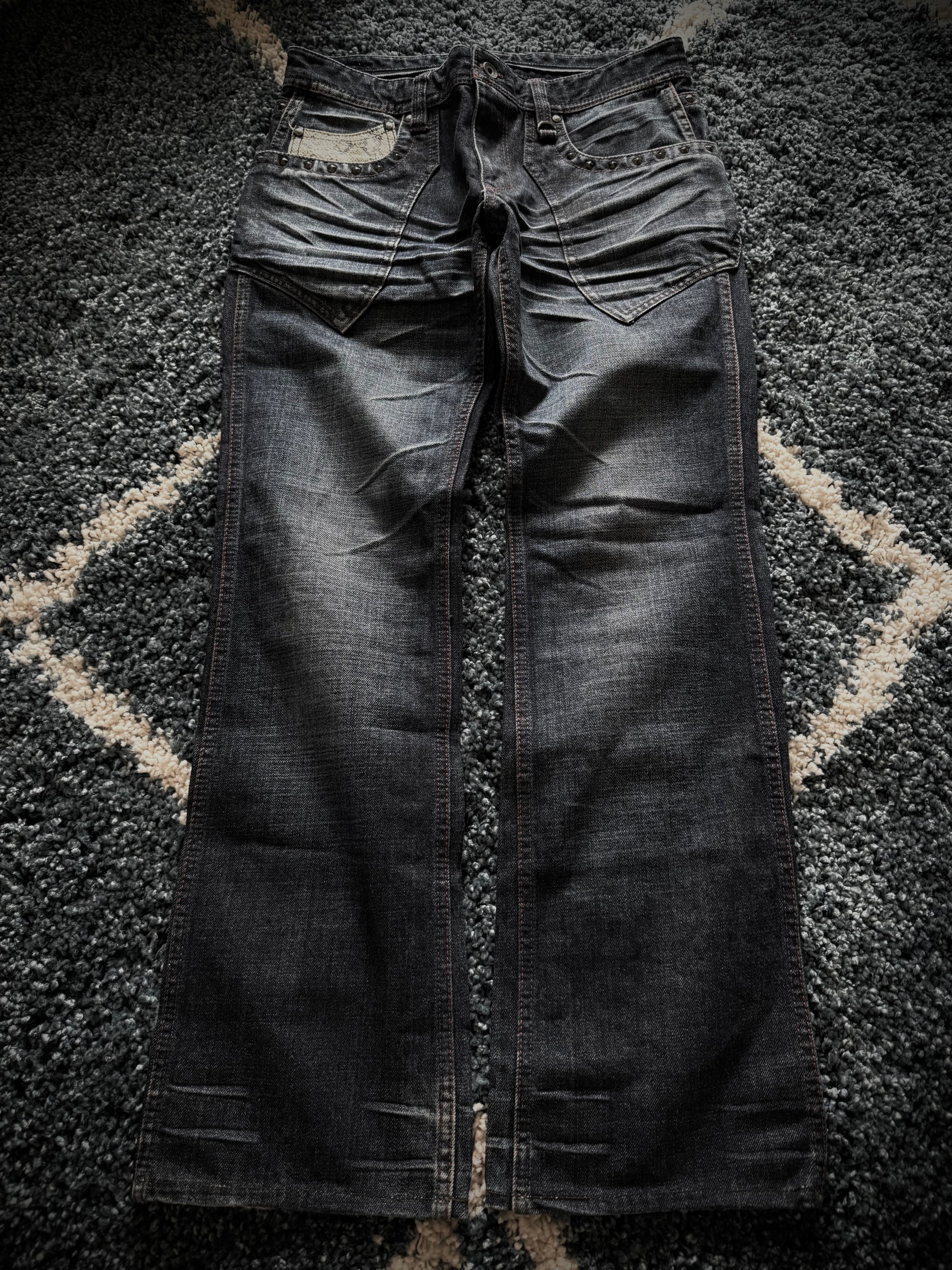 Nicole Club studded Snakeskin flared jeans