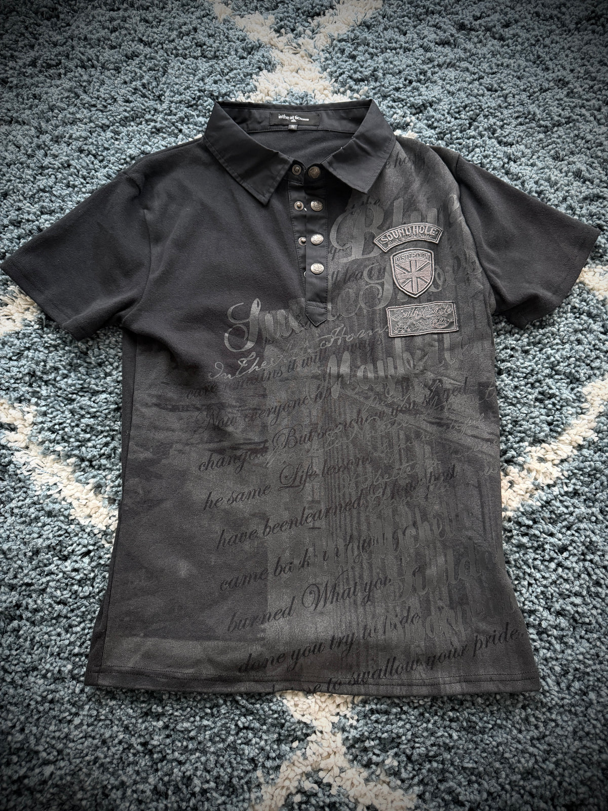 In The Attic Waxed Patched Polo Shirt