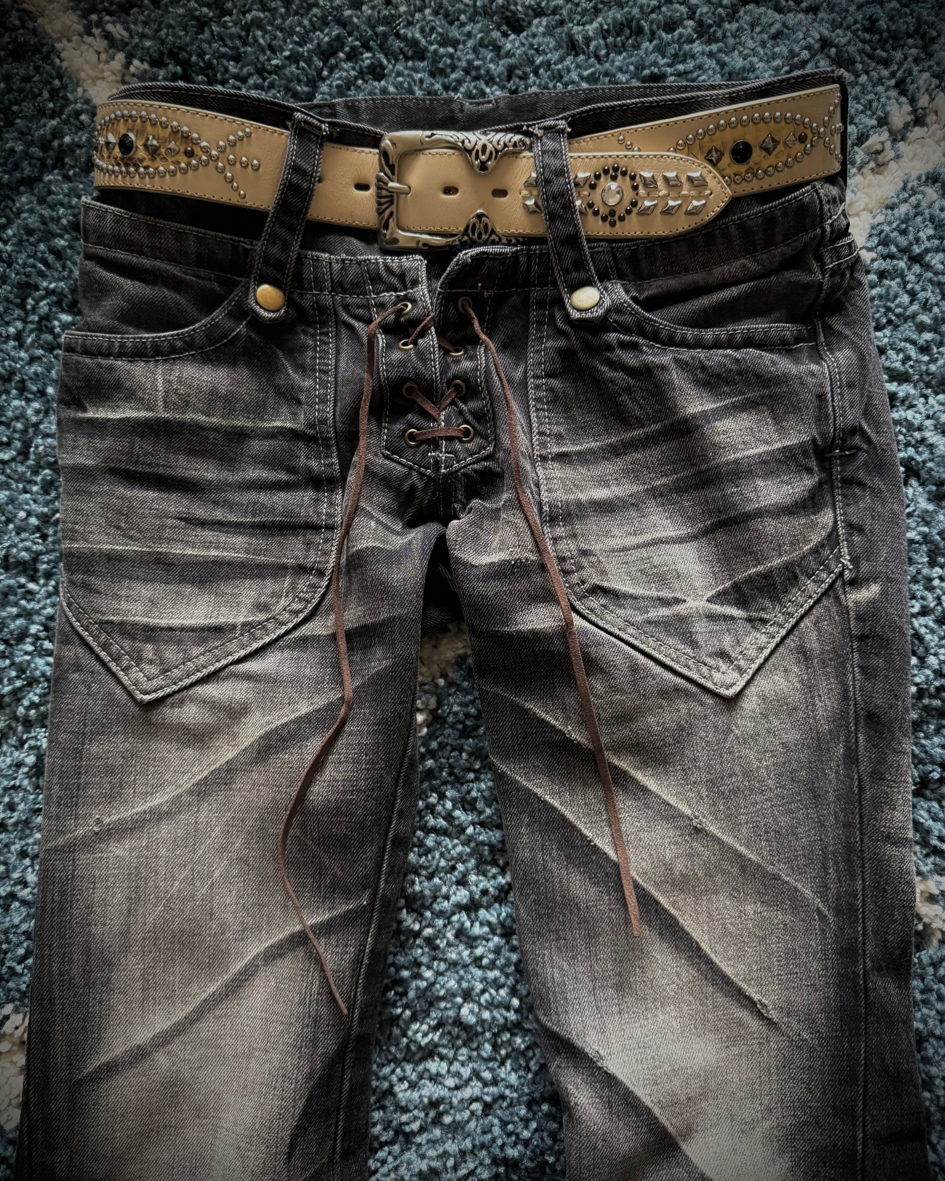 Personal Collection 00‘s Tornado Mart double waisted laced up flared denim