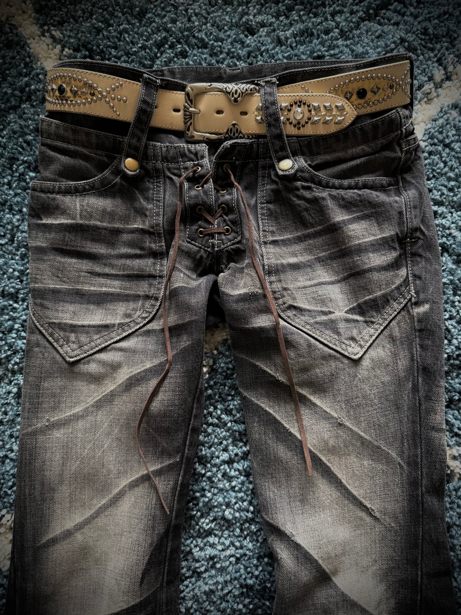Personal Collection 00‘s Tornado Mart double waisted laced up flared denim