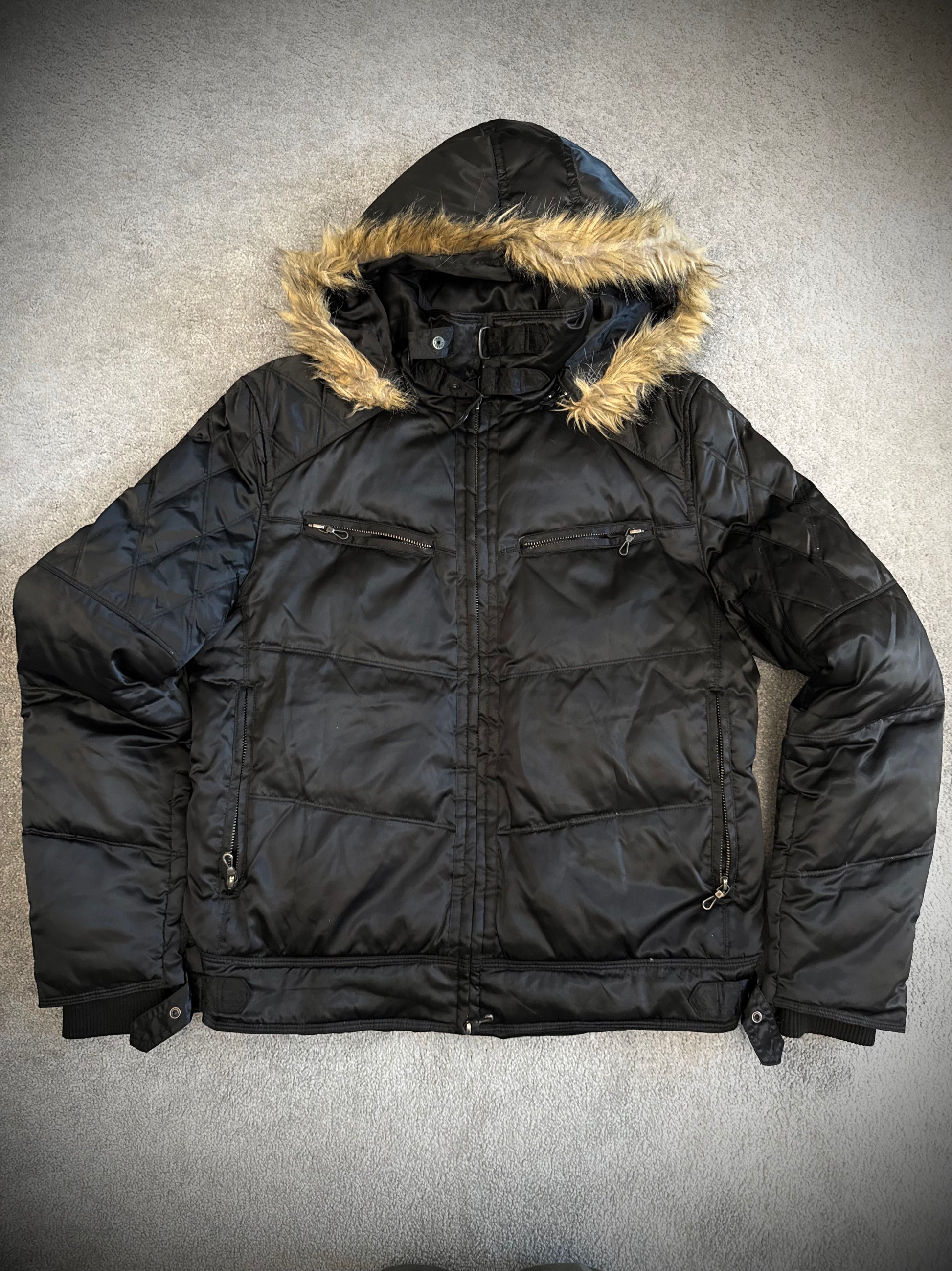 Schlussel Bondadge removable hood fur puffer jacket