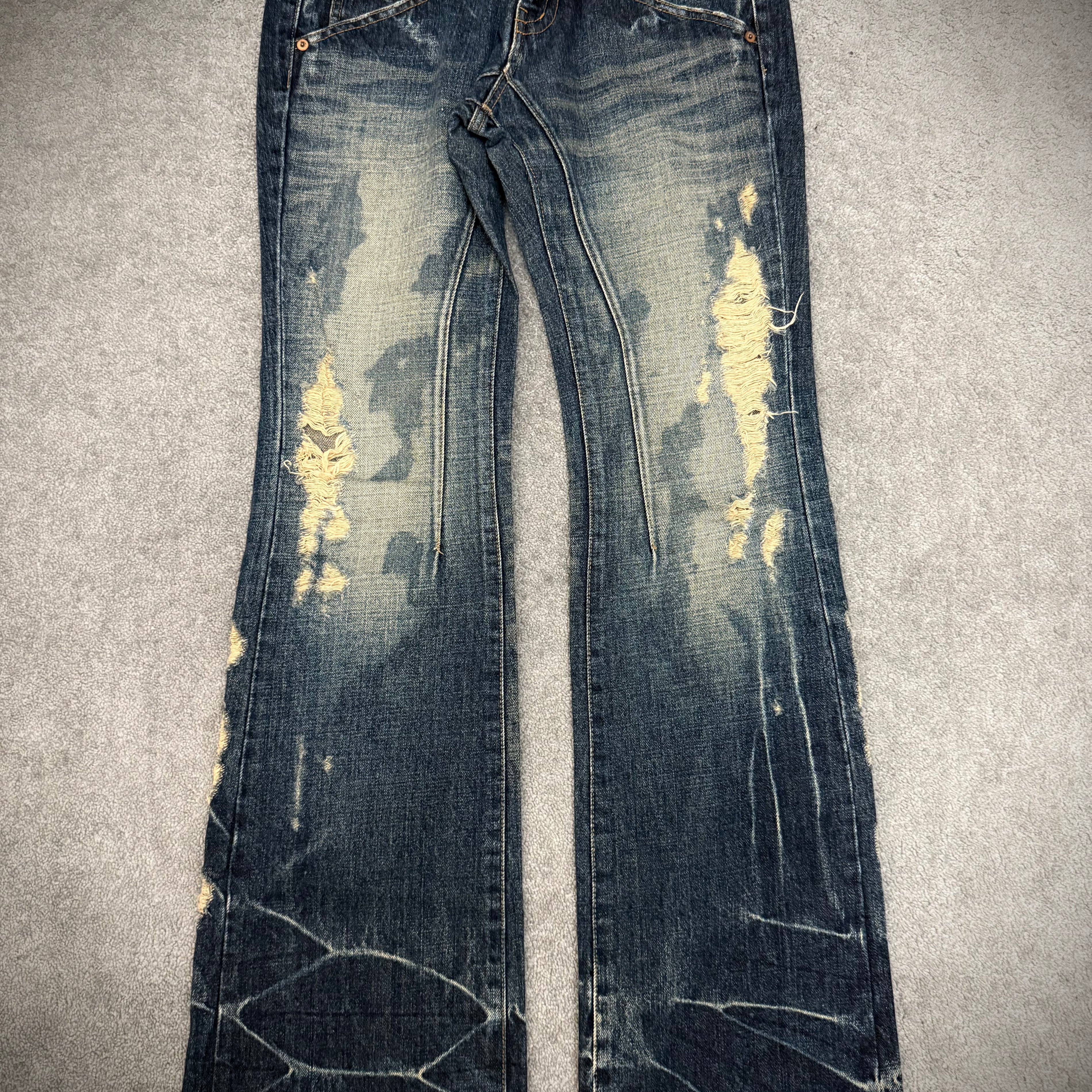 Jack Rose x Luv Maison Distressed splattered flared denim