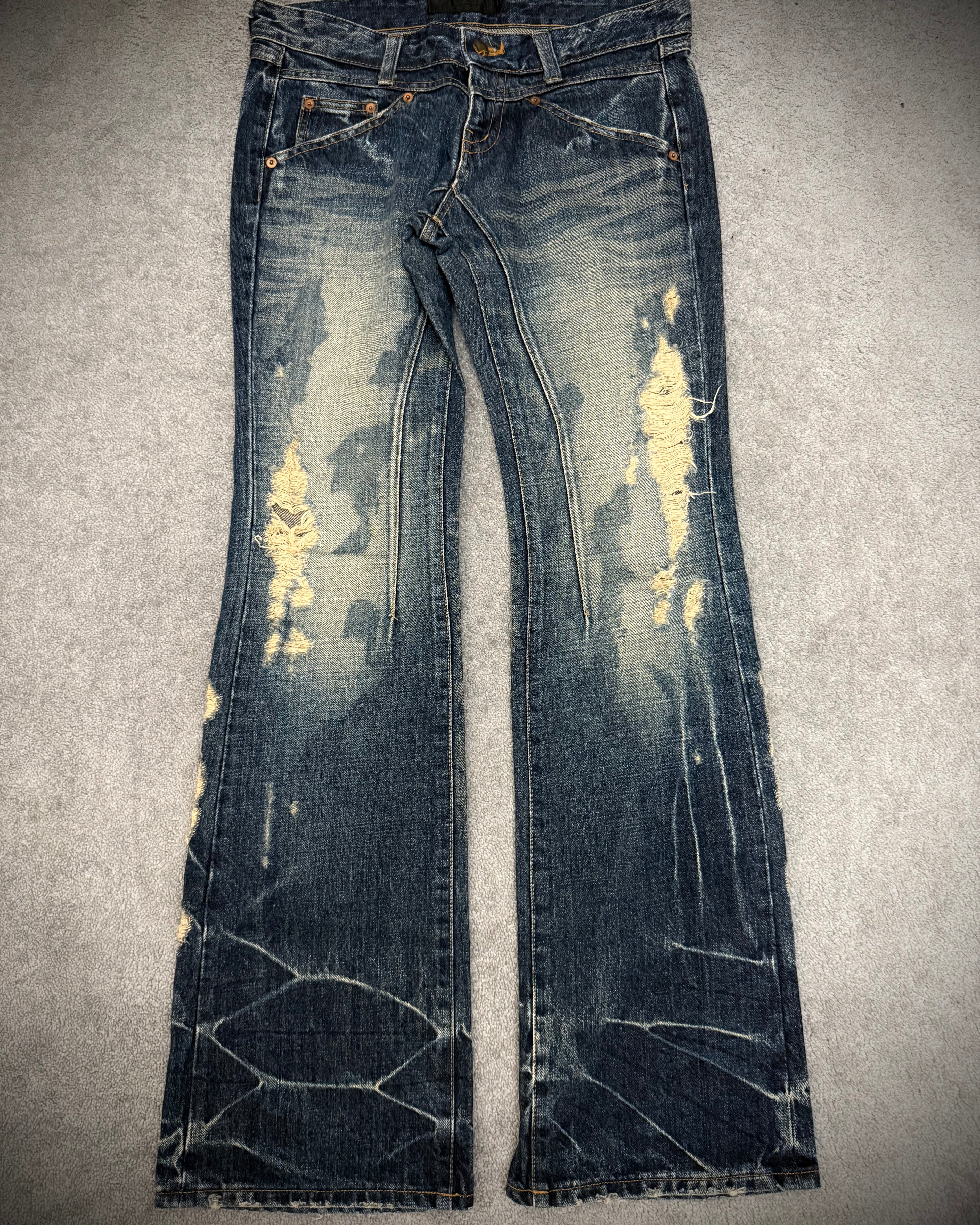 Jack Rose x Luv Maison Distressed splattered flared denim