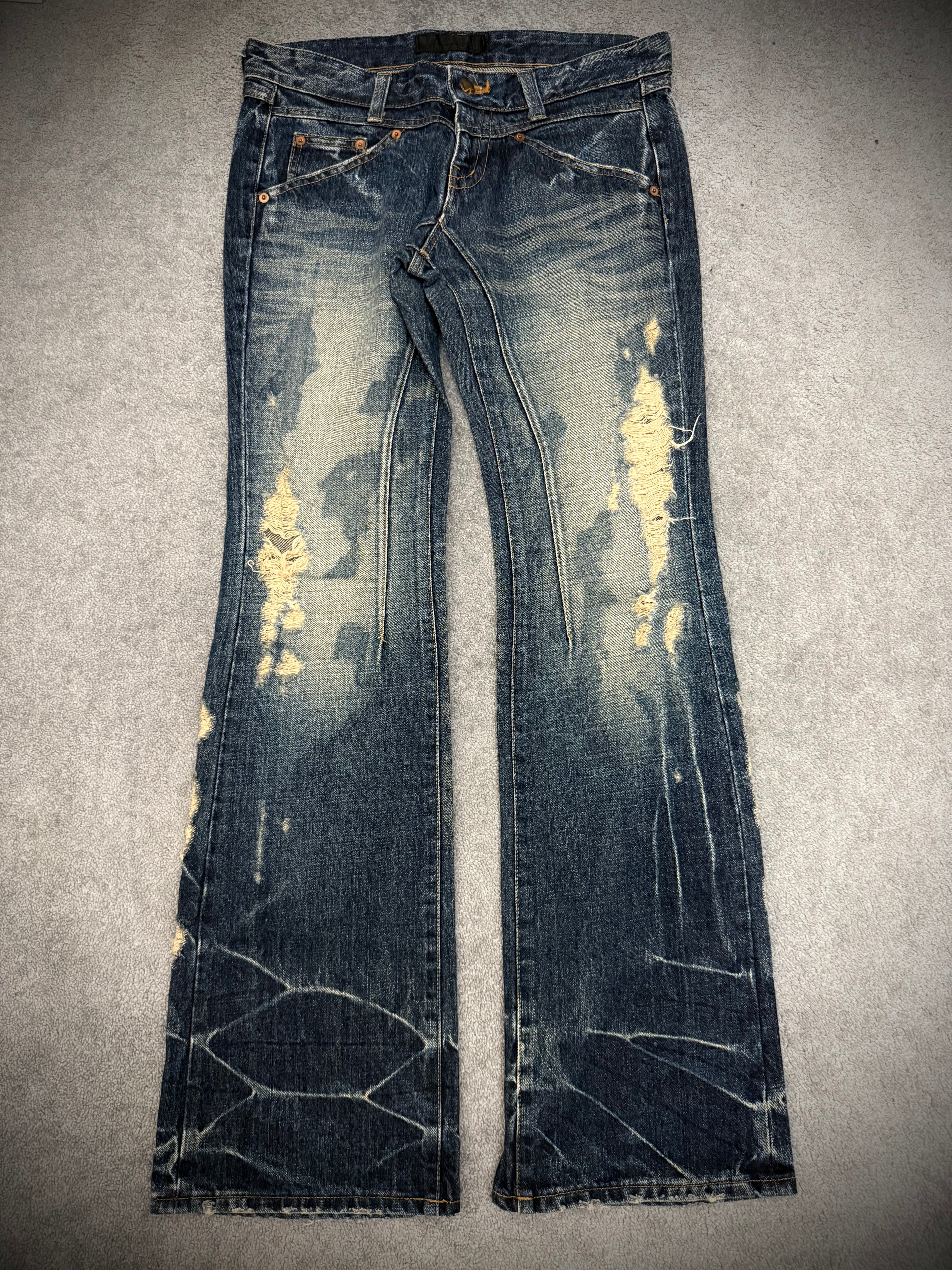 Jack Rose x Luv Maison Distressed splattered flared denim