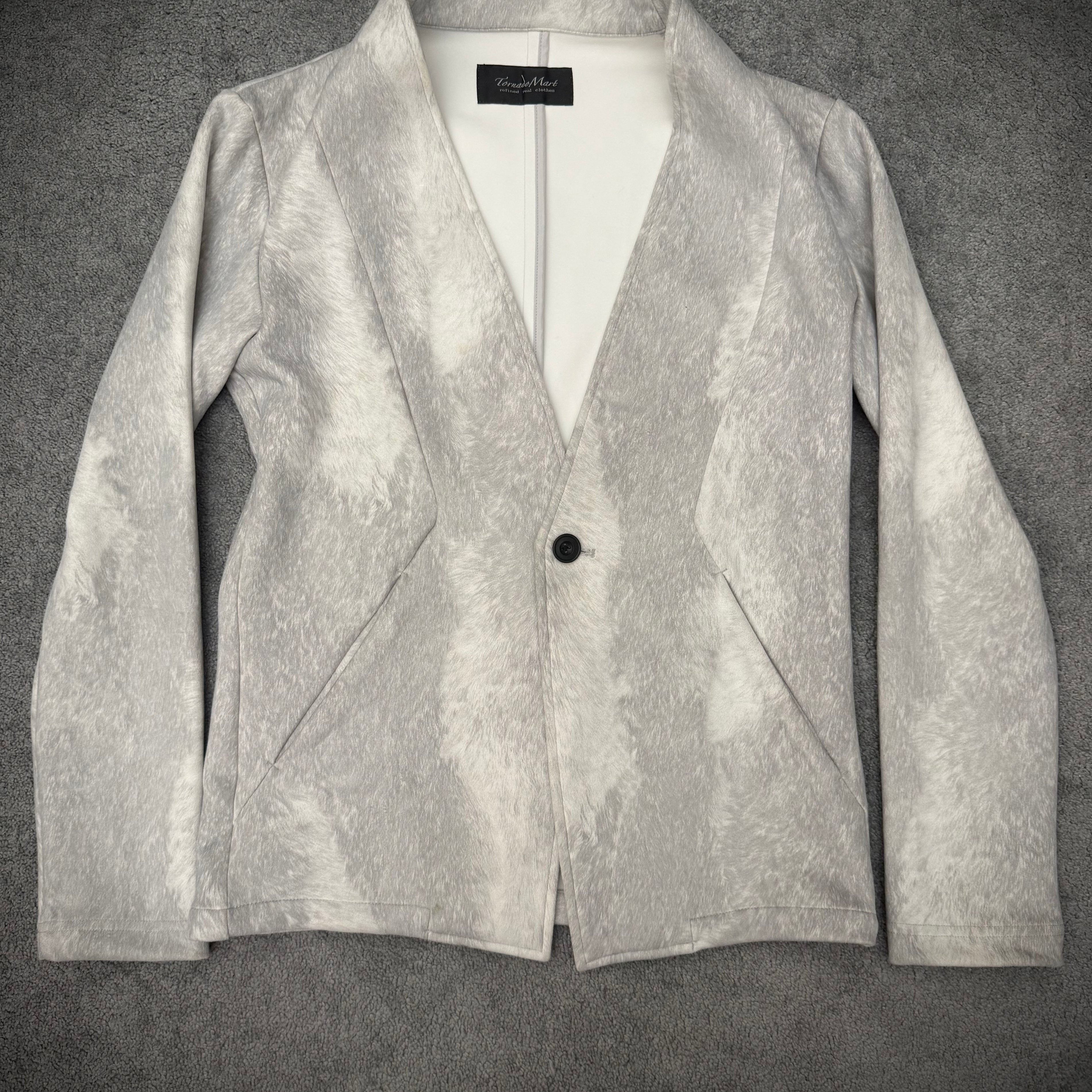 Tornado Mart white wolf suede blazer