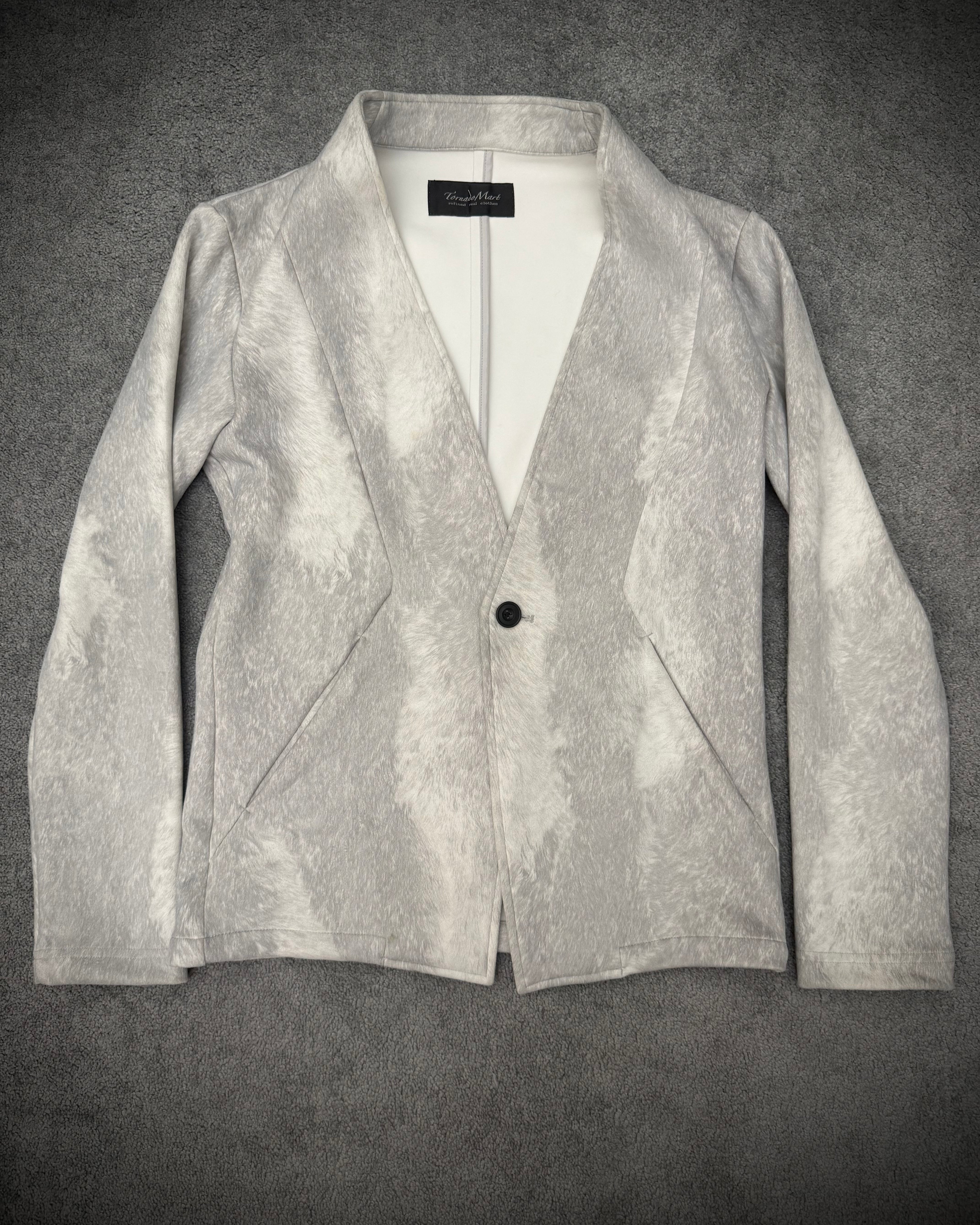 Tornado Mart white wolf suede blazer