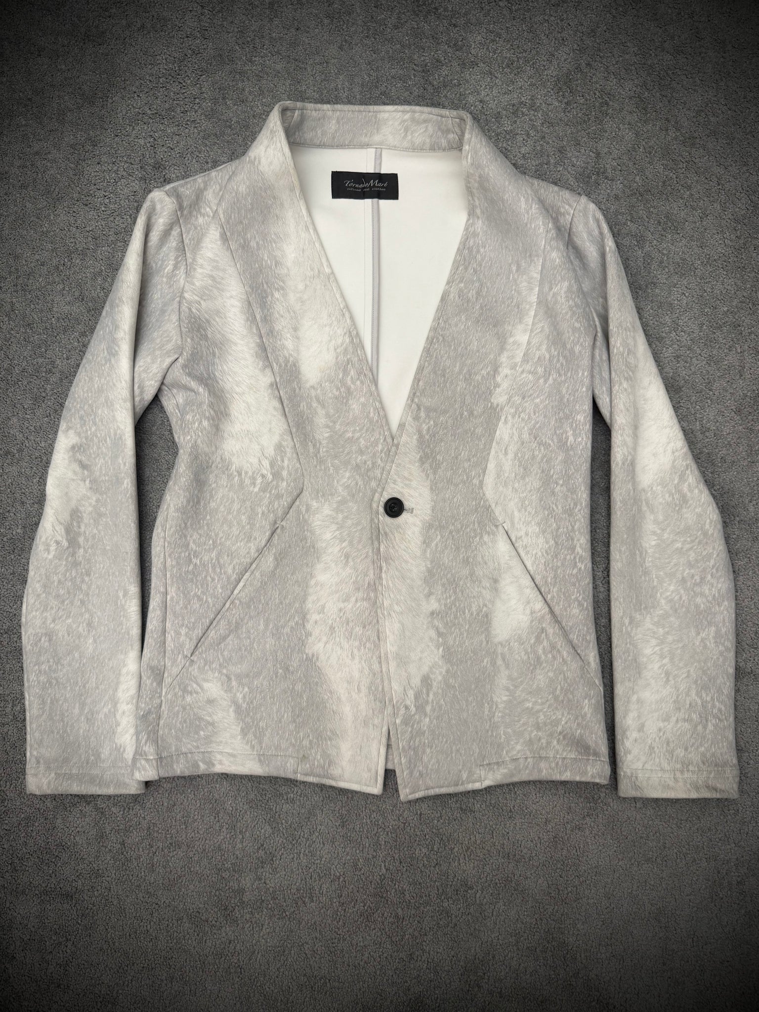 Tornado Mart white wolf suede blazer