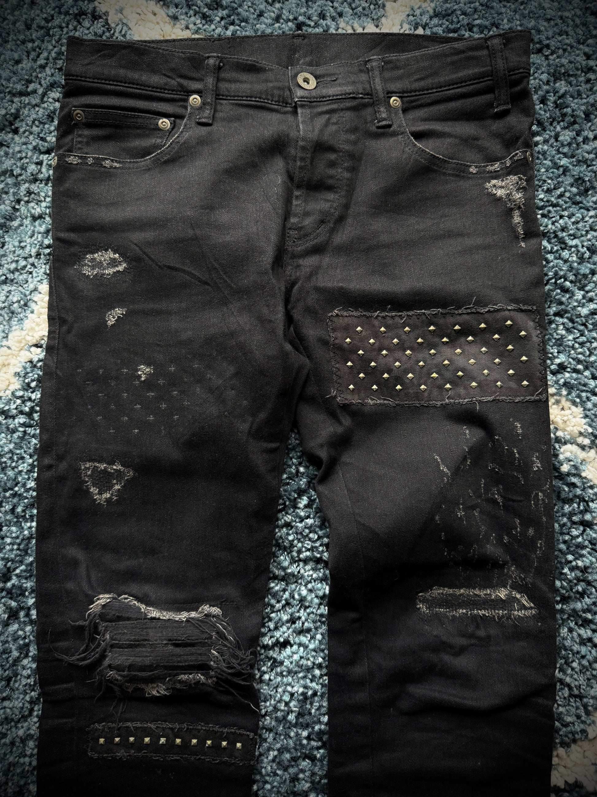 5351 Pour Les Hommes crashed studded skinny jeans