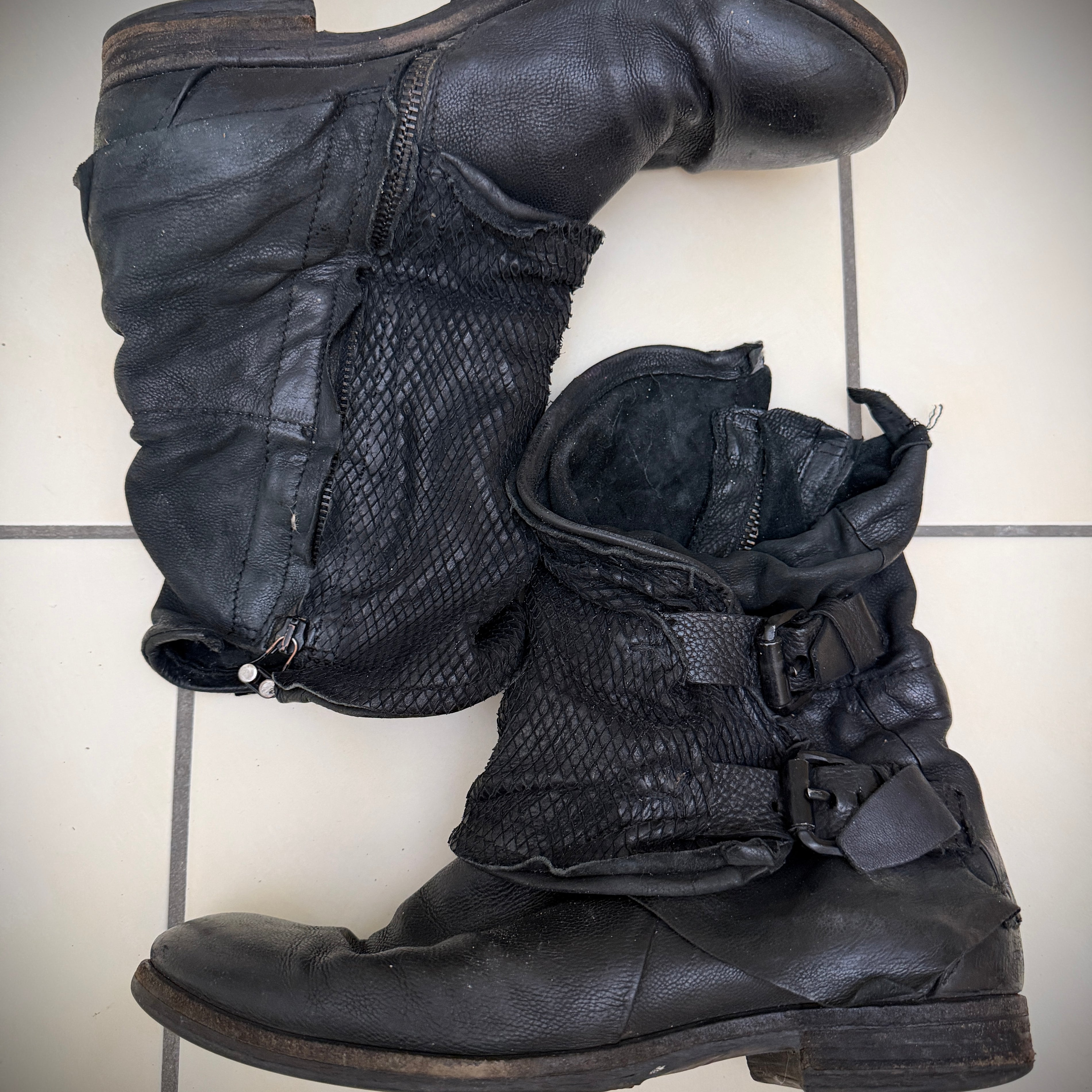 AS98 Strap Snakeskin Boots