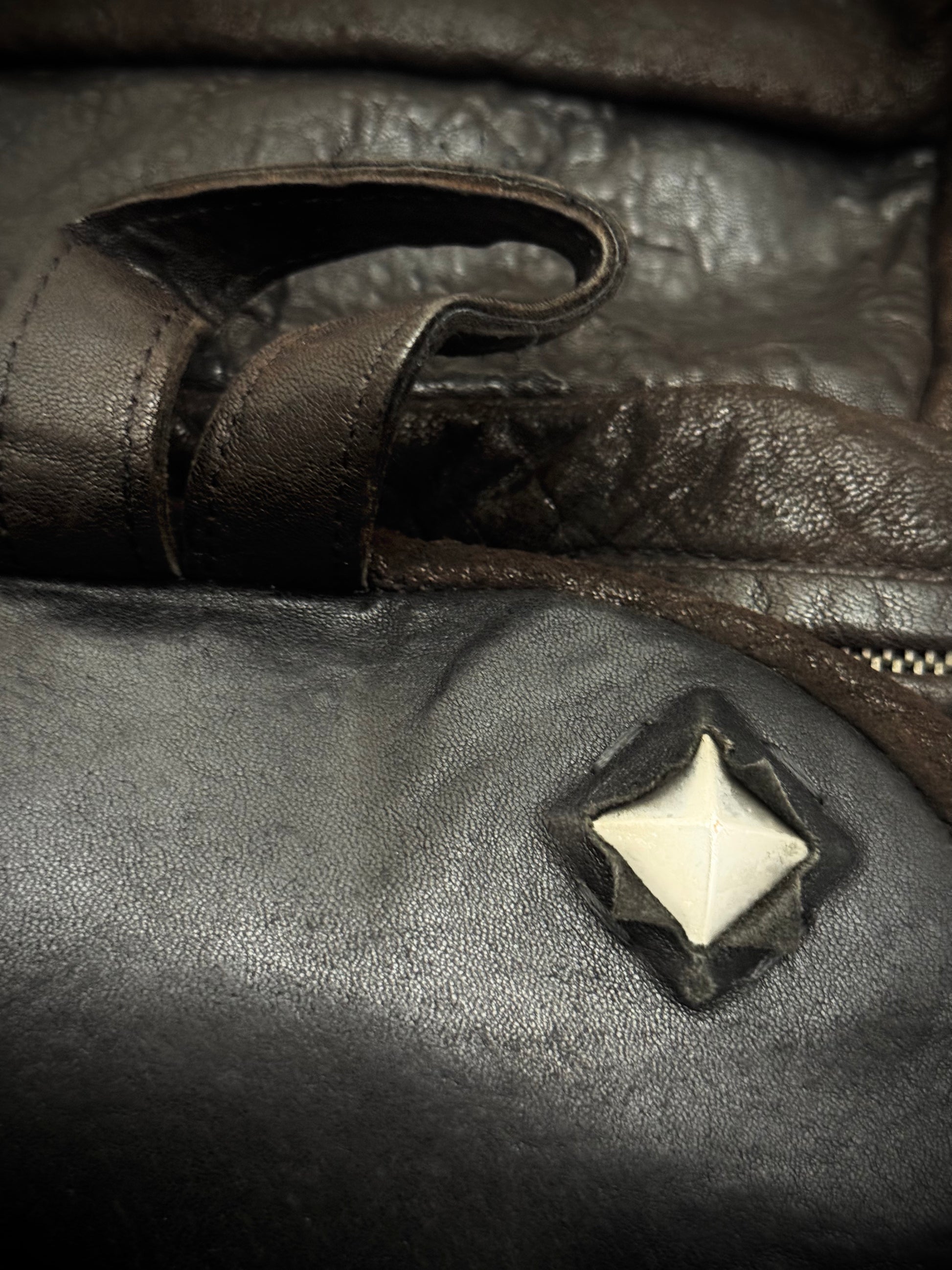 Jhonny Wolf Waxed Studded Leather Slingbag