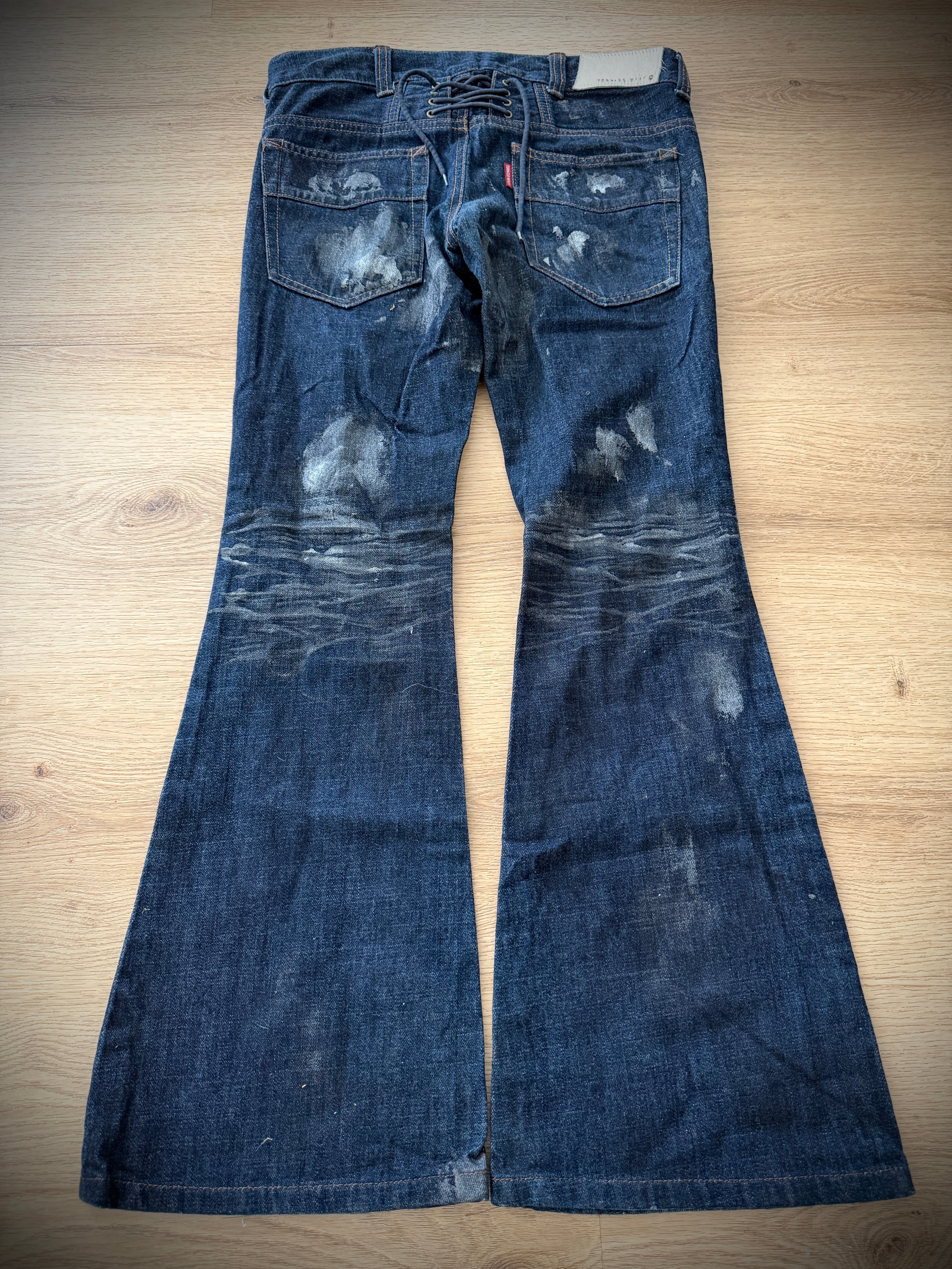 Tornado Mart Waxed Backlaced Bell Bottoms