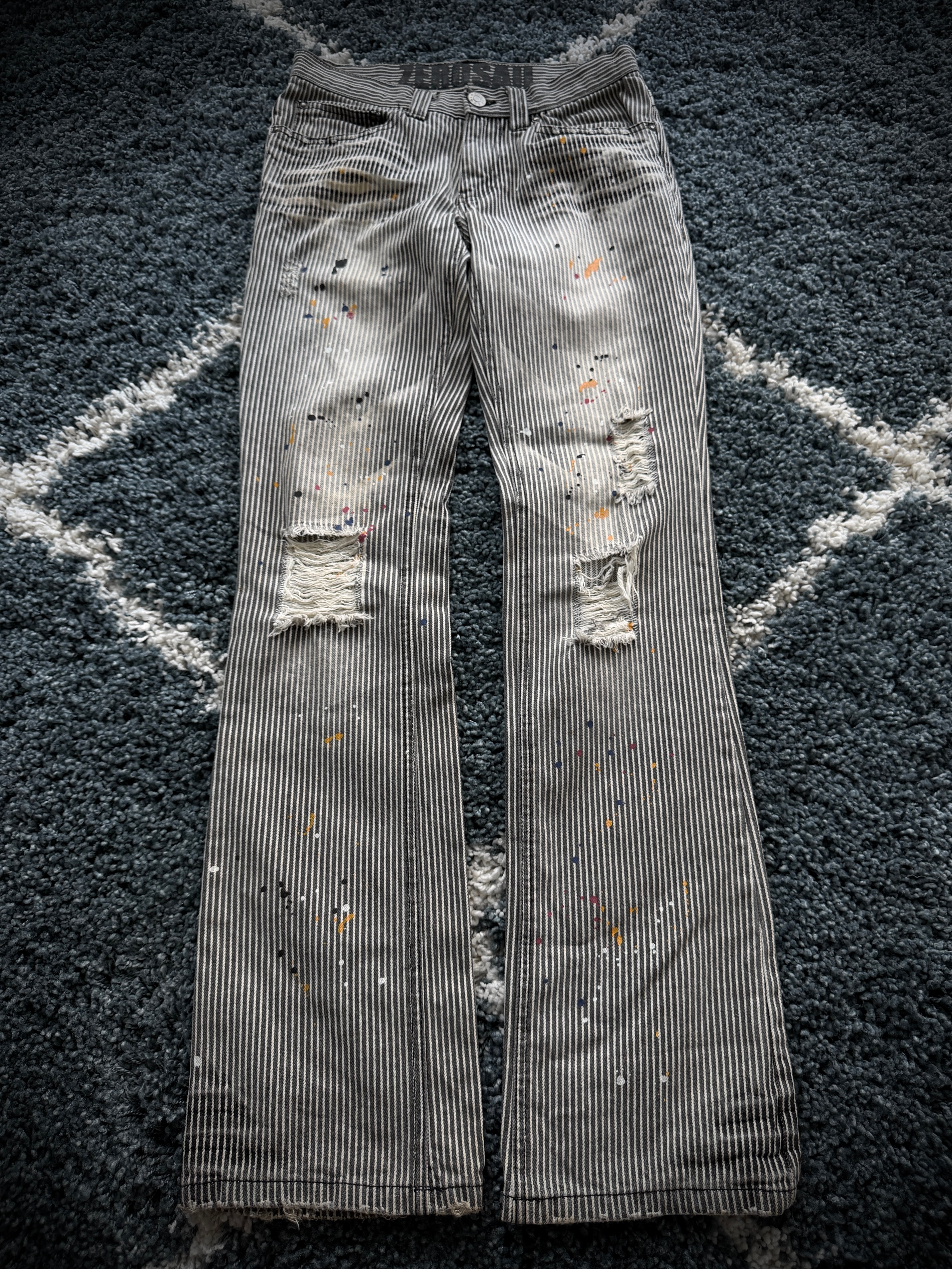 Zero Sail Splattered Pinstripe Flared Pants