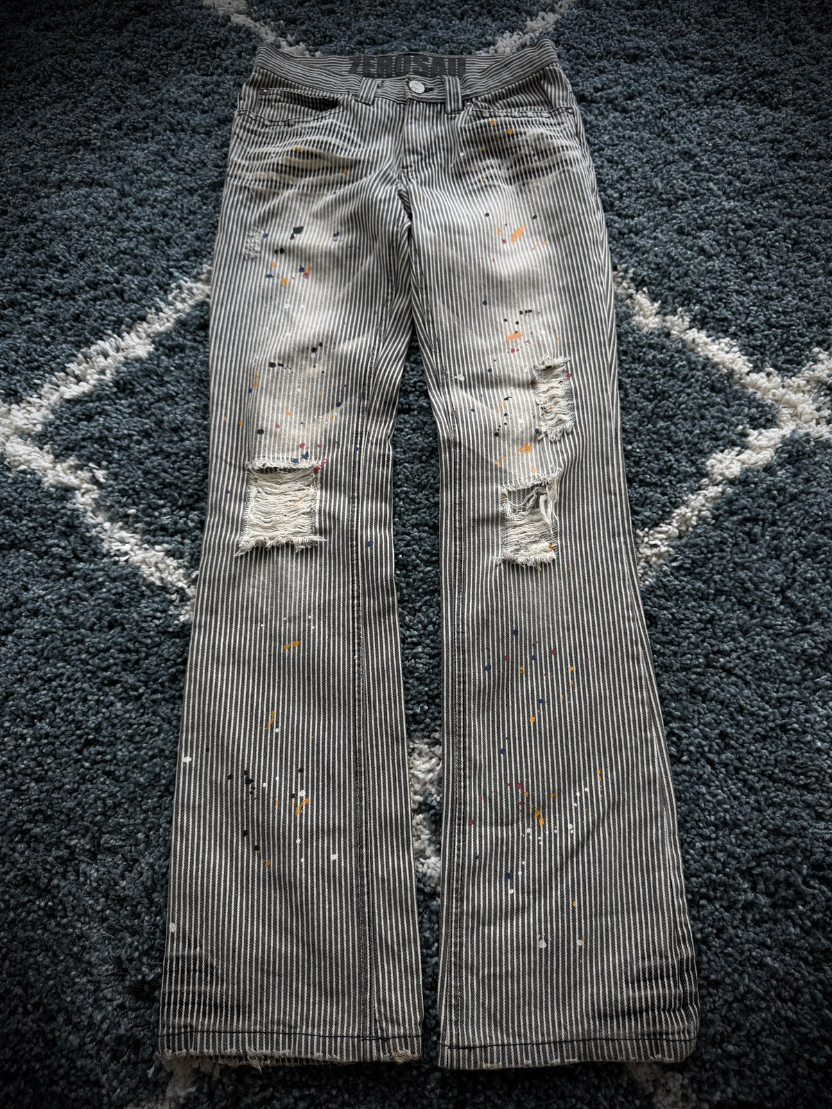 Zero Sail Splattered Pinstripe Flared Pants