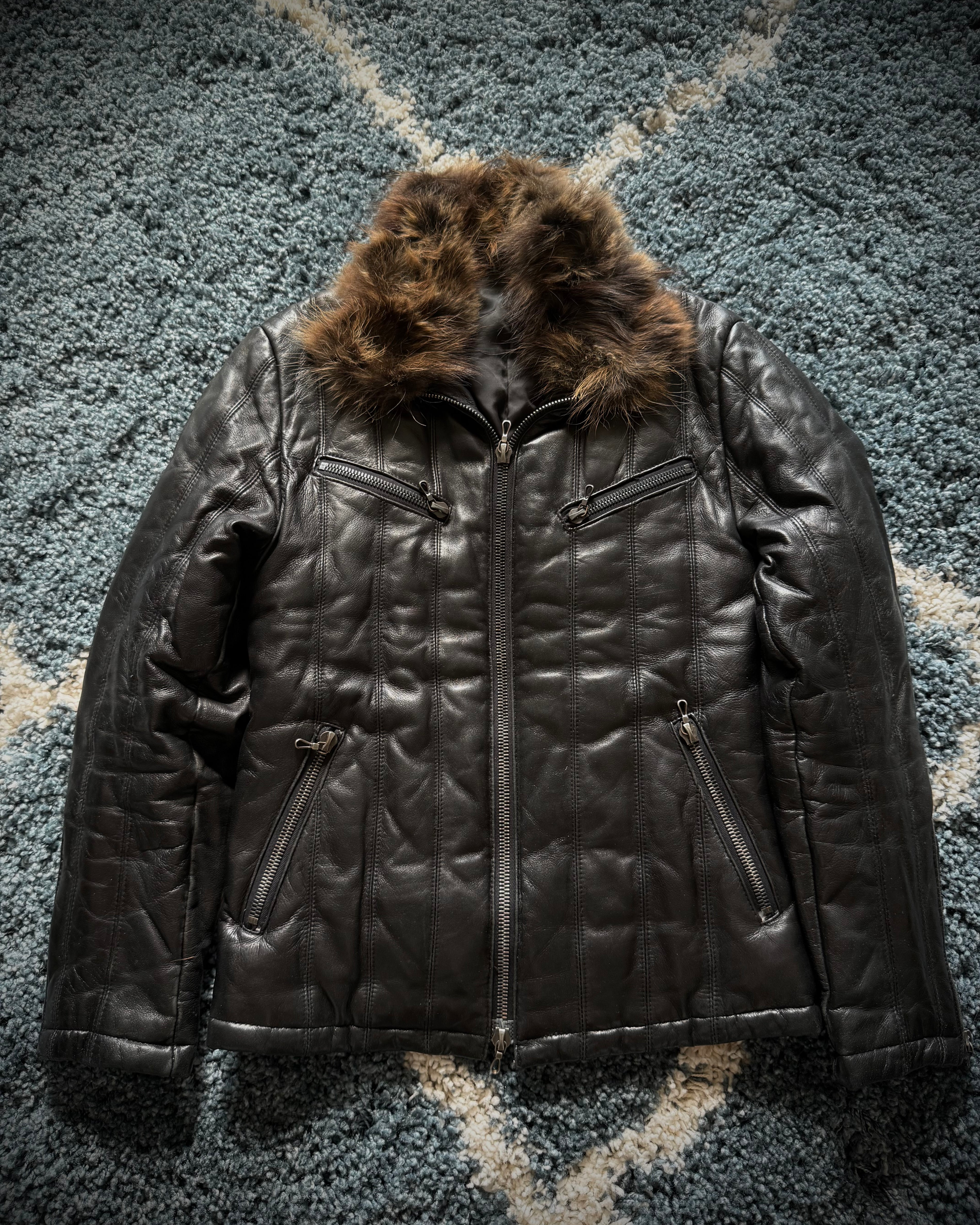 Shellac Raccoon Fur leather puffer