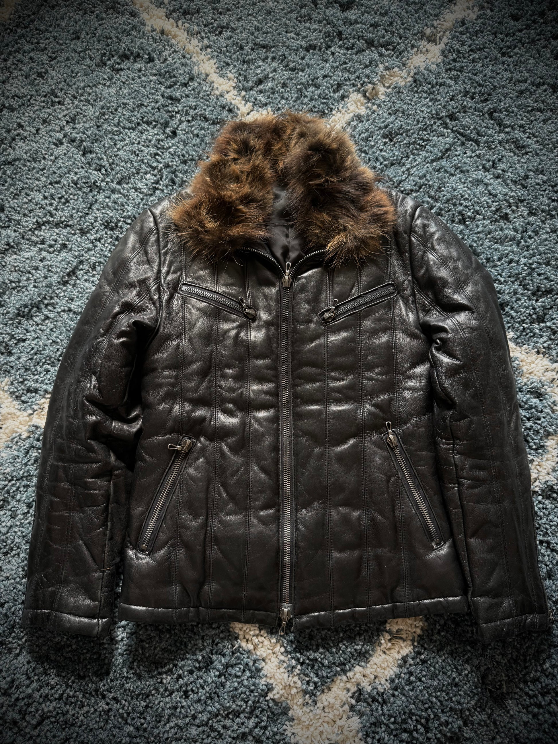 Shellac Raccoon Fur leather puffer