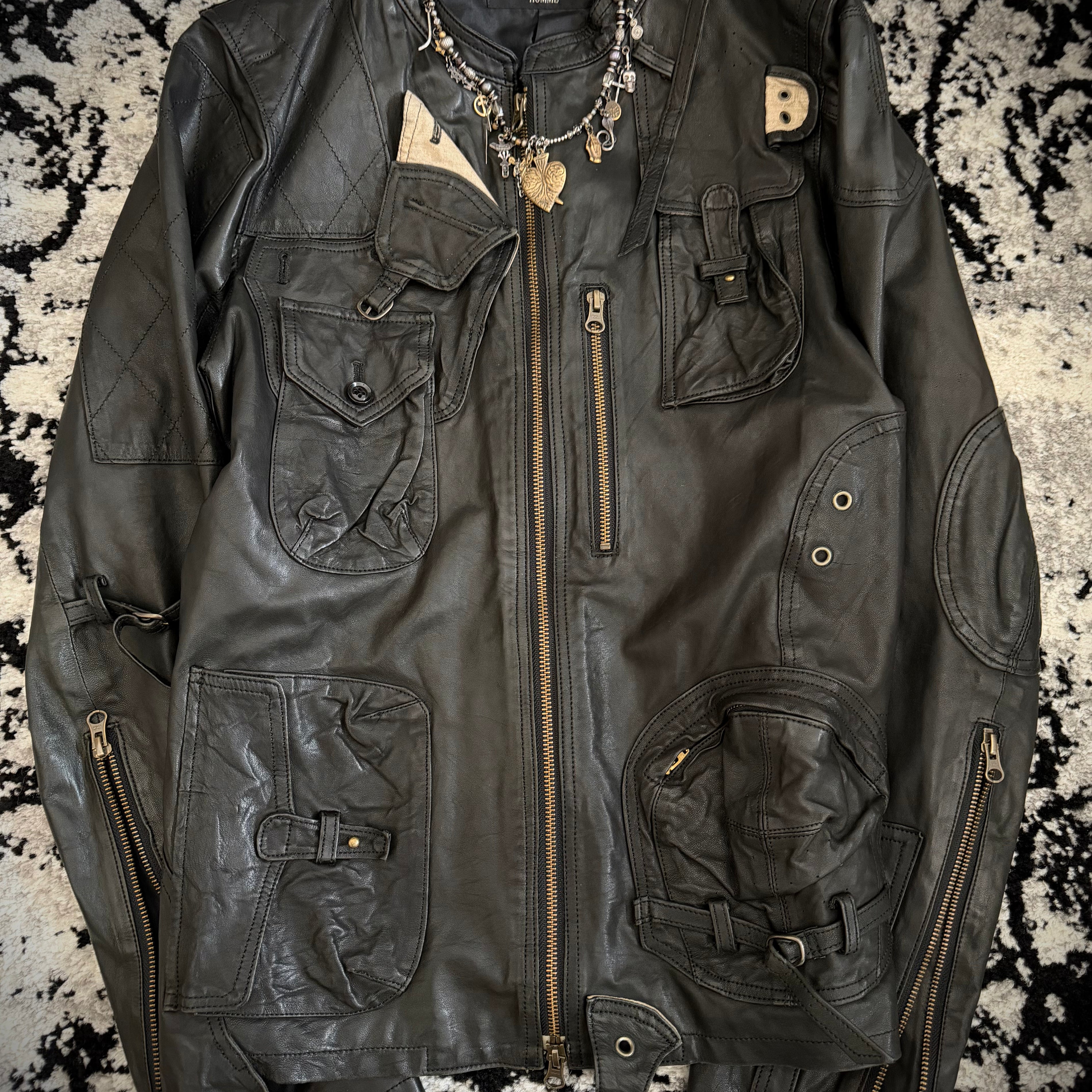 Share Spirit Snakeskin Reversed Gas Mask Leather Jacket