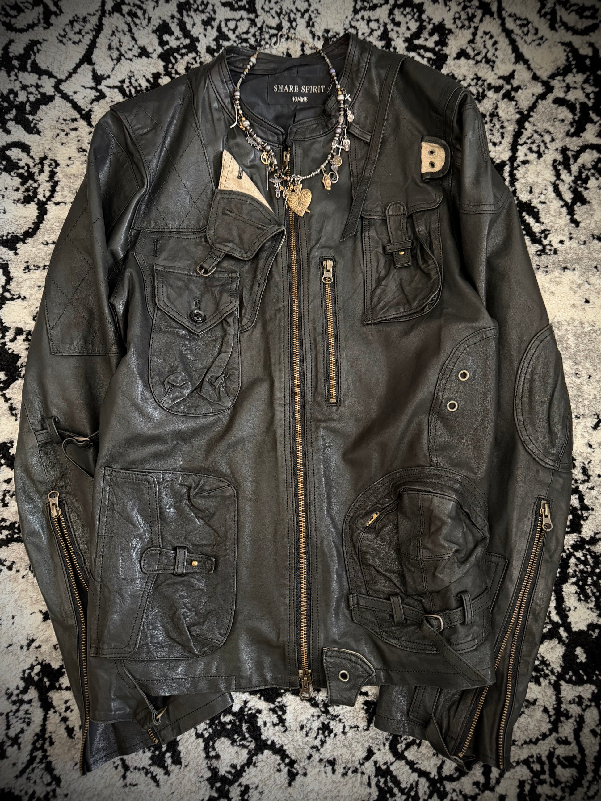 Share Spirit Snakeskin Reversed Gas Mask Leather Jacket