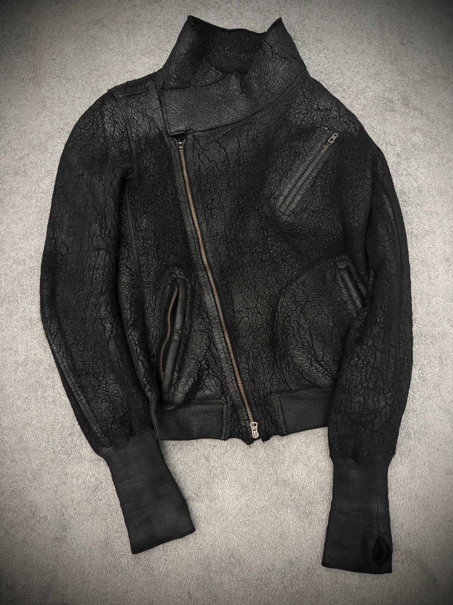L.G.B NightHawk Asymetrical Cracked Waxed Jacket