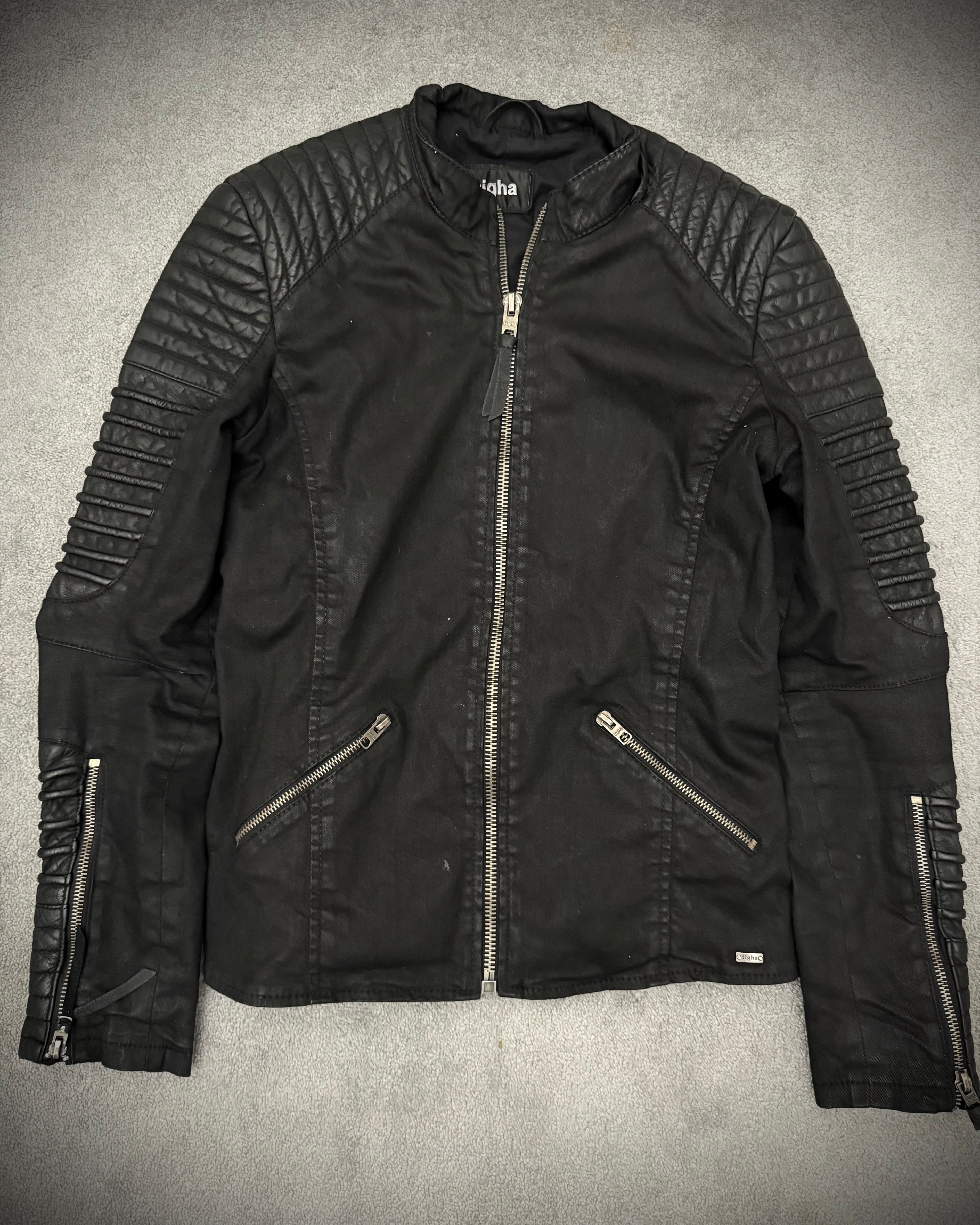 Tigha padded waxed denim leather jacket