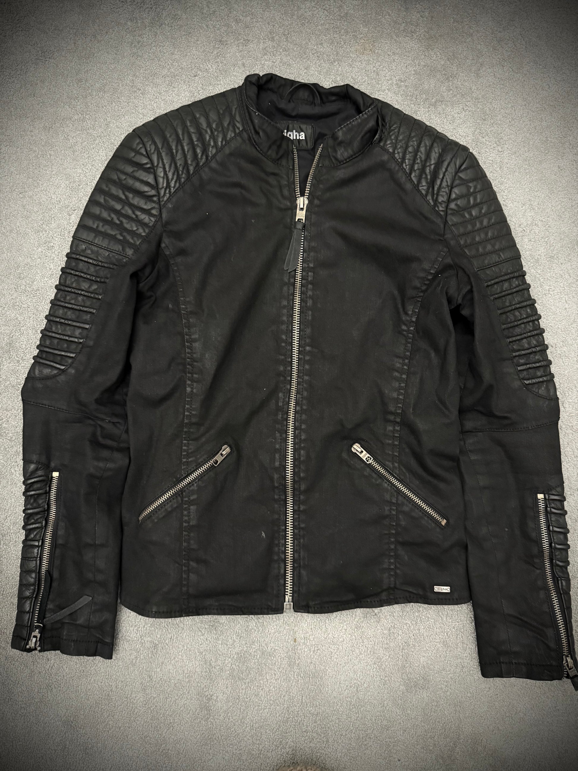 Tigha padded waxed denim leather jacket