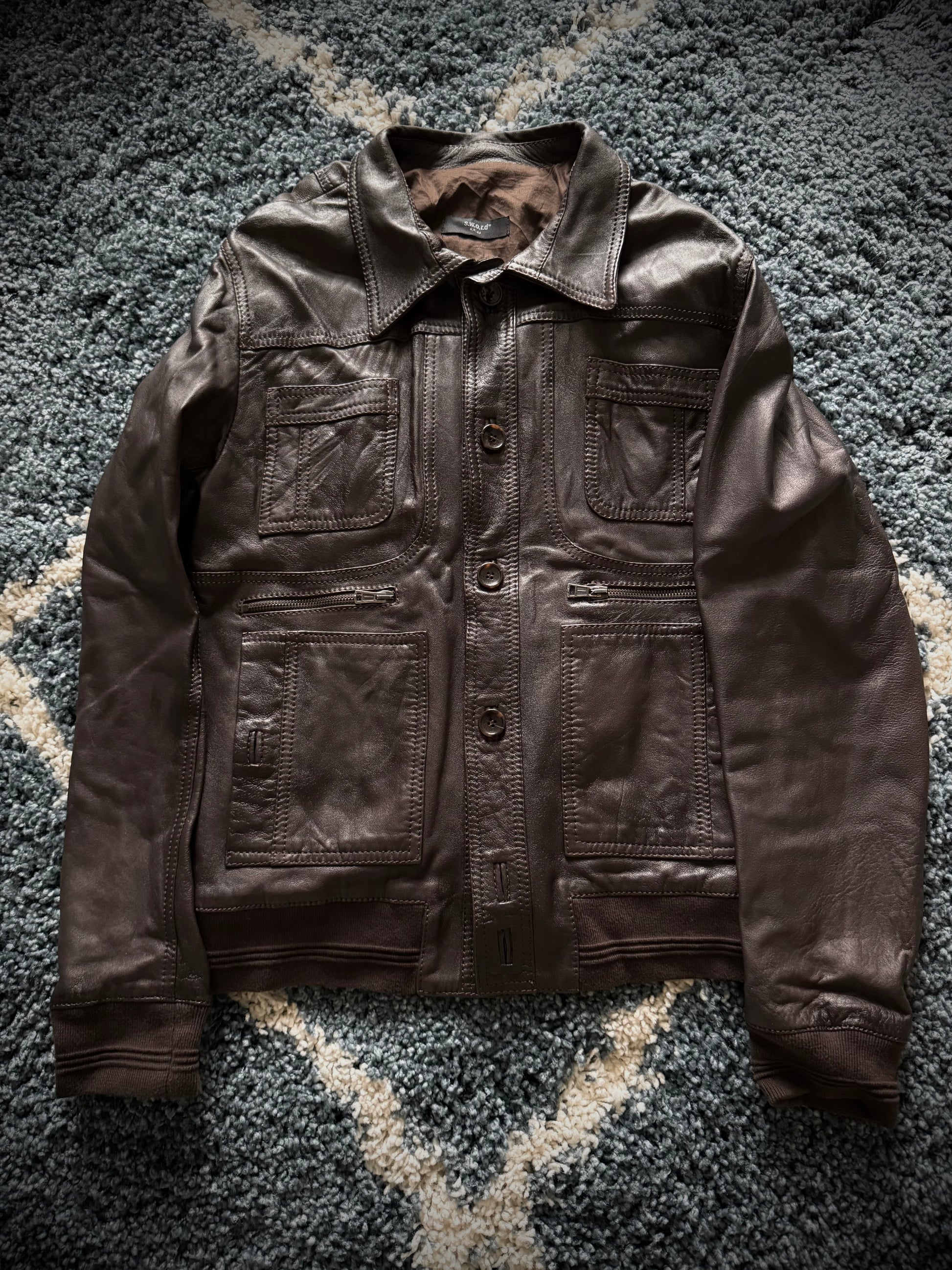 Sword Scar stitched leather jacket