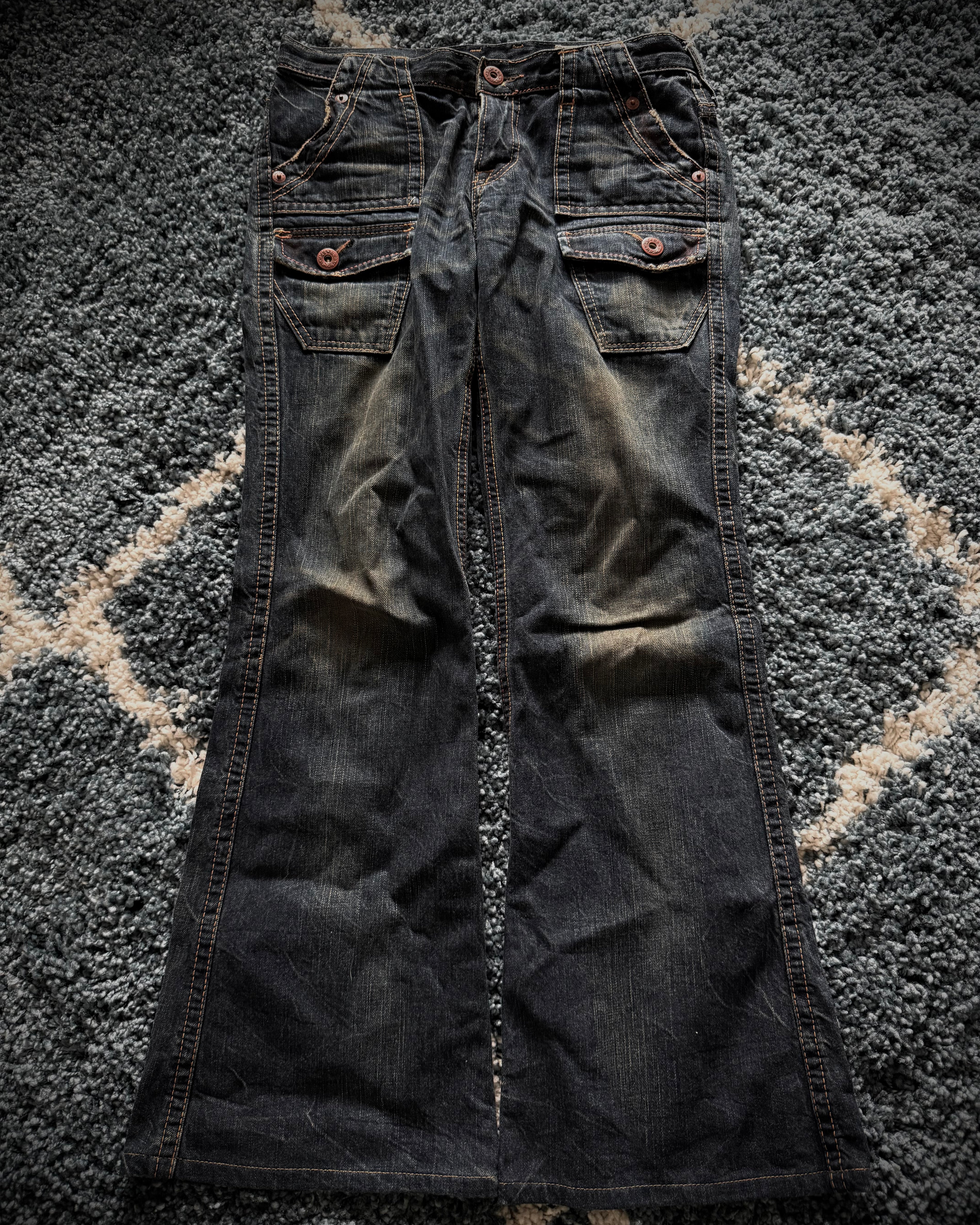 Brappers mud washed flared denim